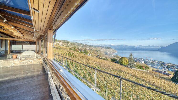 Situation rare dans les vignes du LAVAUX : grande maison face au lac