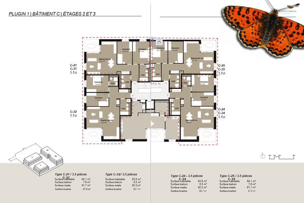 Plan C 2ème et 3ème étage