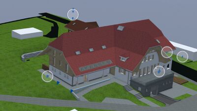 Vogelperspektive Zugang und Rampe Einstellhalle 