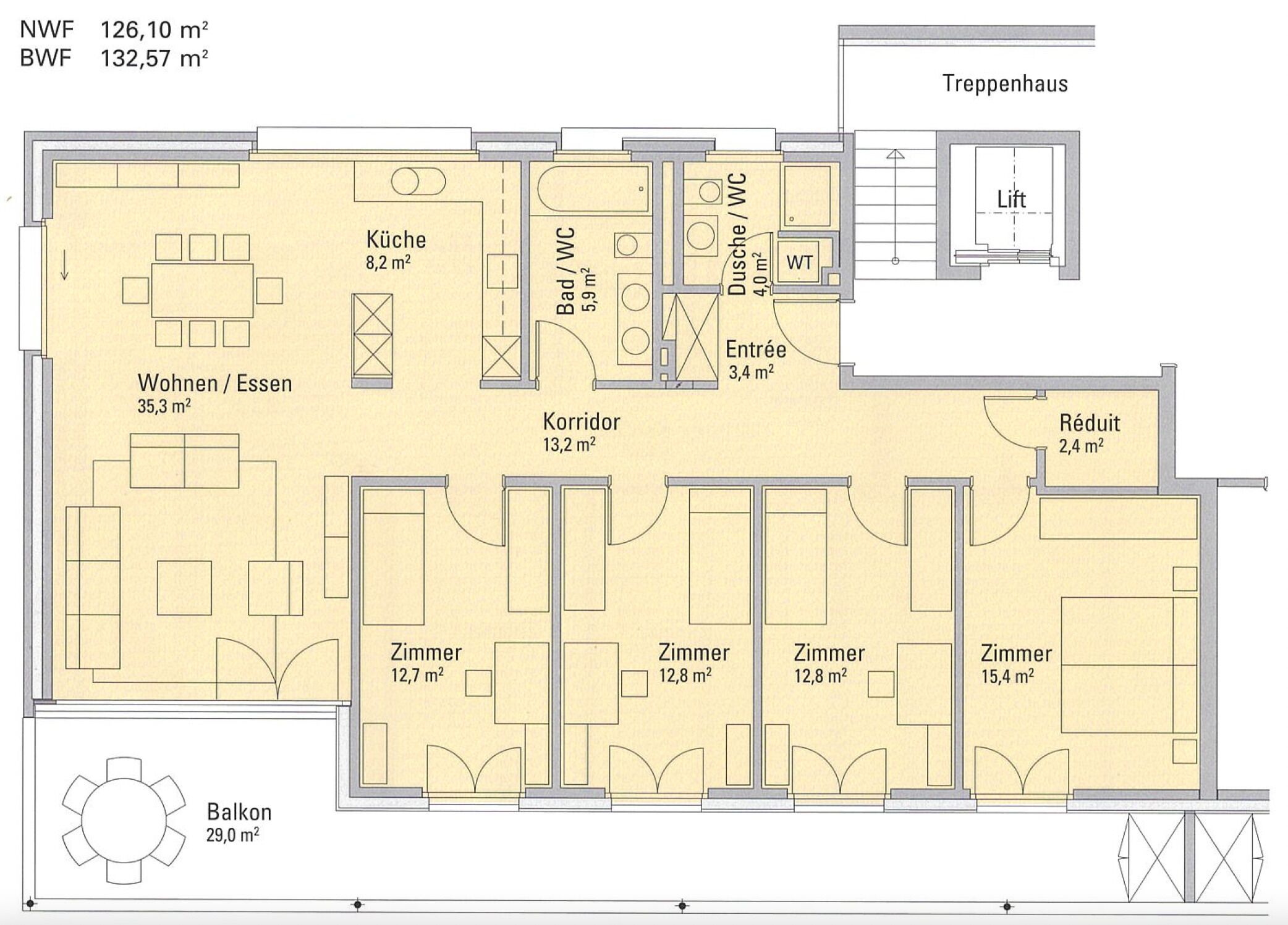 Grundrissplan 5.5-Zimmer-Wohnung im 2.OG
