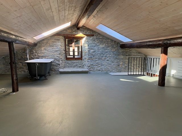 Grand espace sous toit avec baignoire