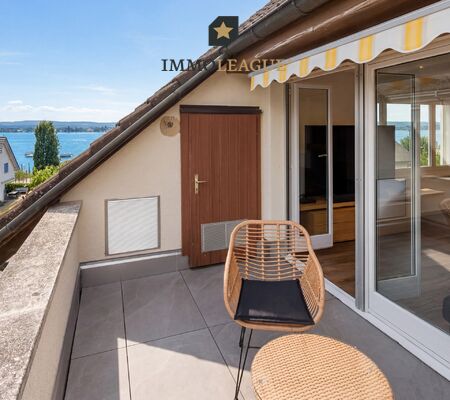 Die Terrasse mit separatem Reduit eröffnet einen herrlichen Blick auf den Untersee und den bewaldeten Seerücken.  Ideal zum Entspannen und Geniessen.