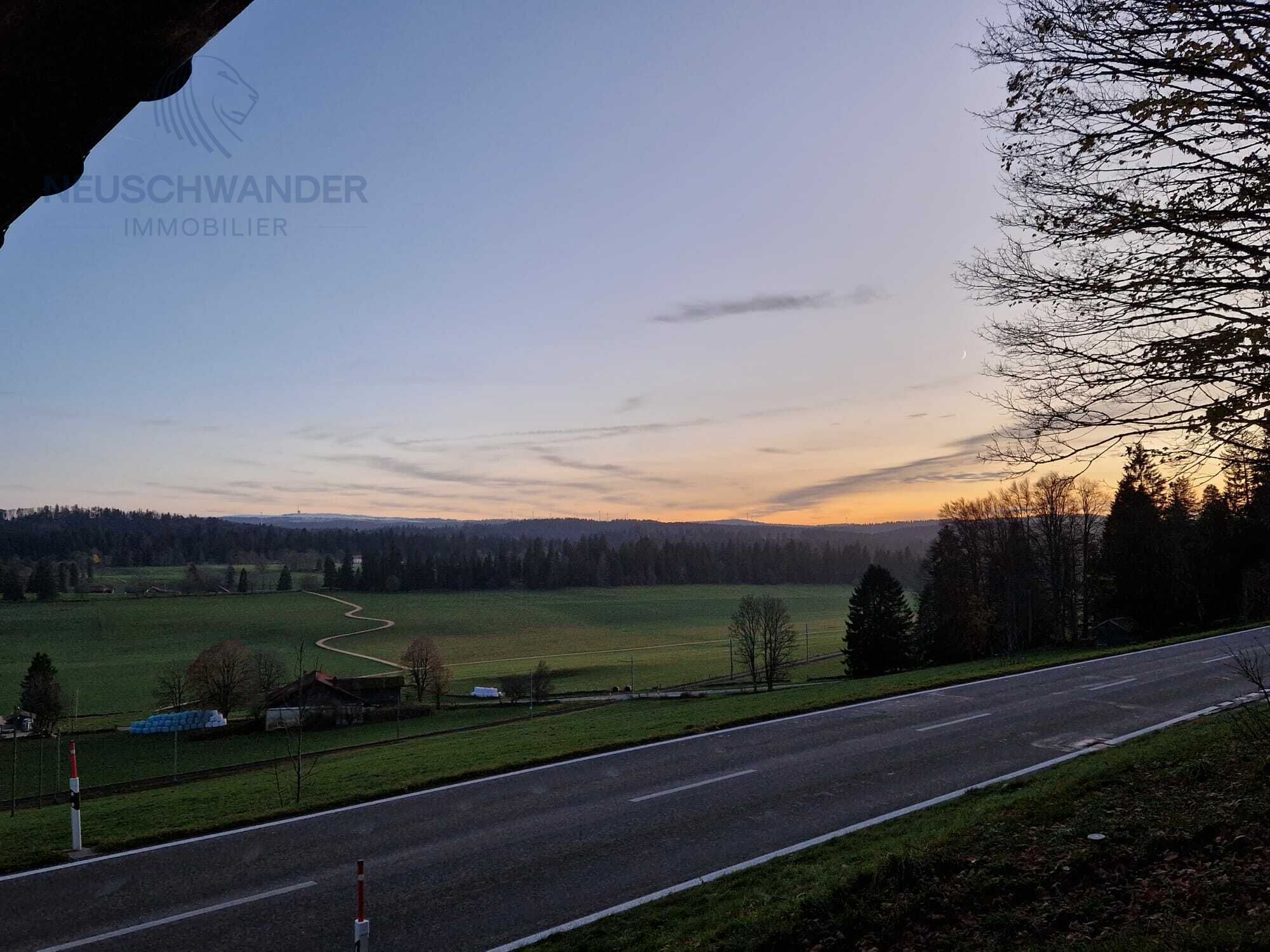 vue depuis la maison, coucher de soleil