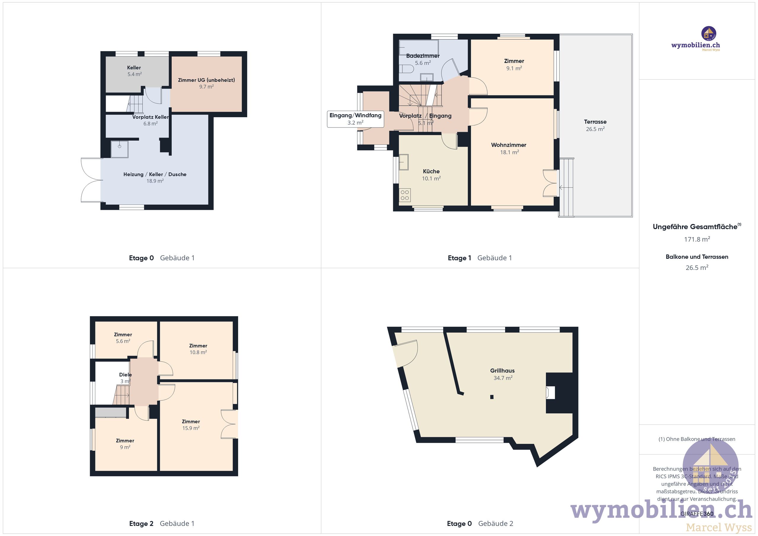 Grundrisse Haus Parzelle 190 und Grillhaus 