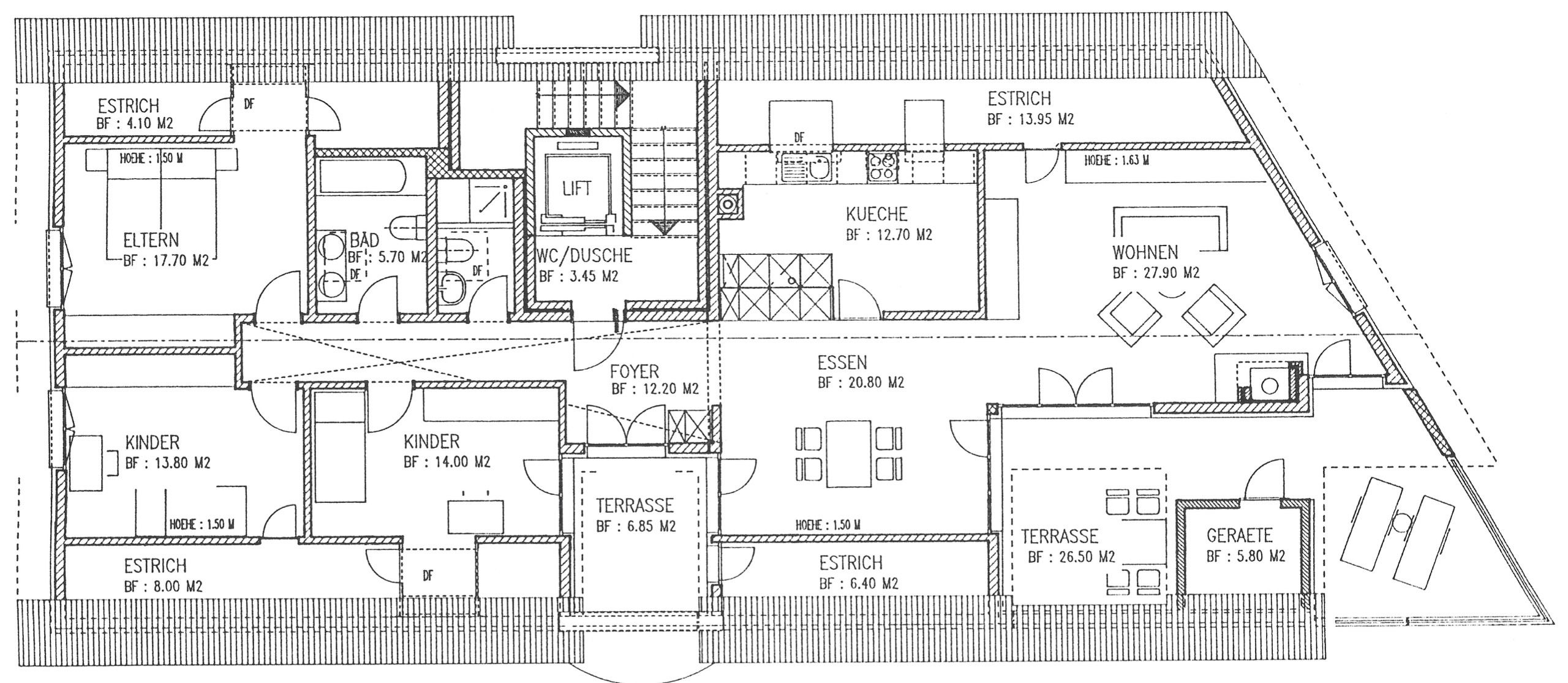 Grundrissplan 4.5-Zimmer-Dachwohnung (3. OG)