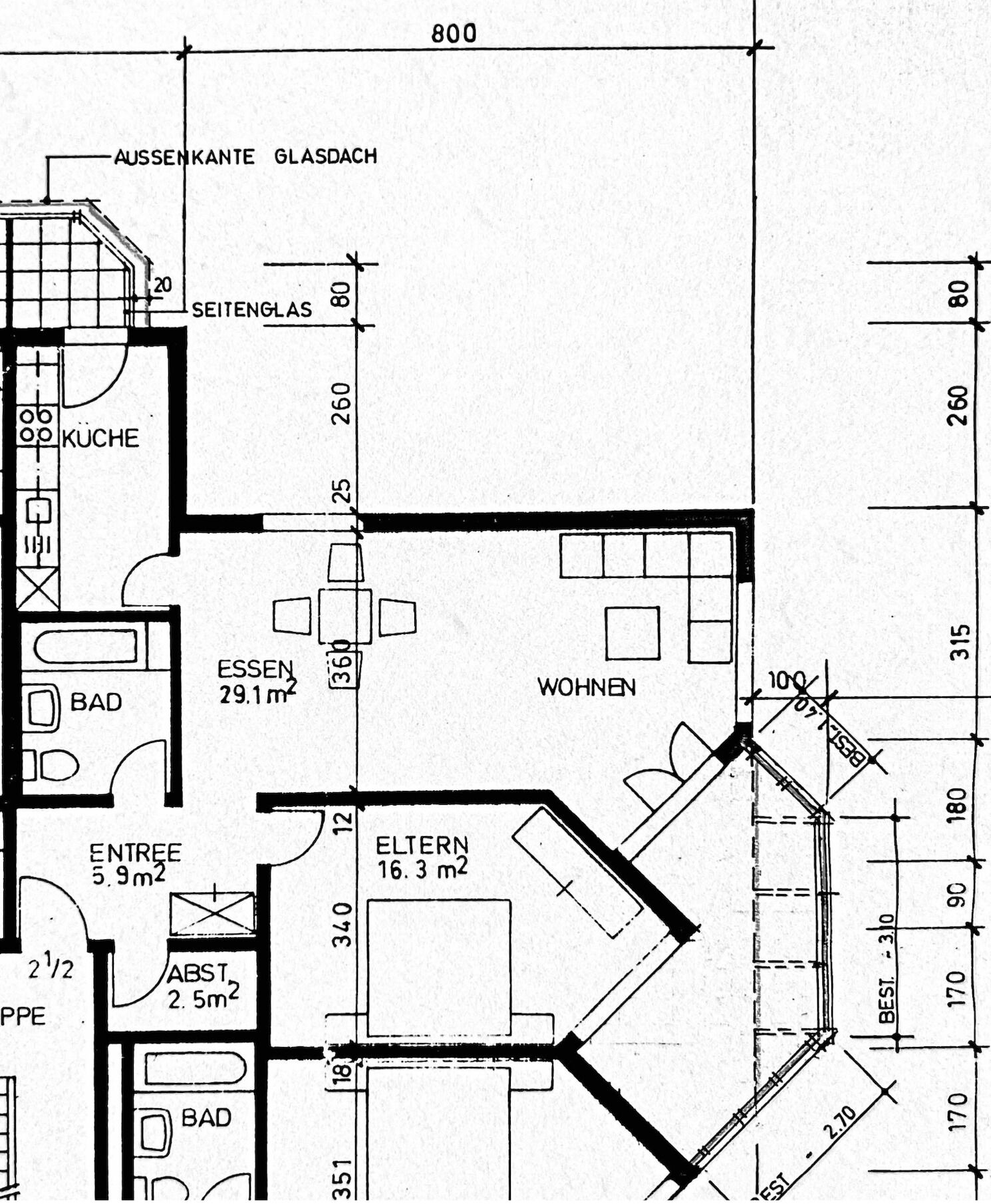 Grundrissplan: 2.5-Zimmer-Wohnung im 3. Obergeschoss