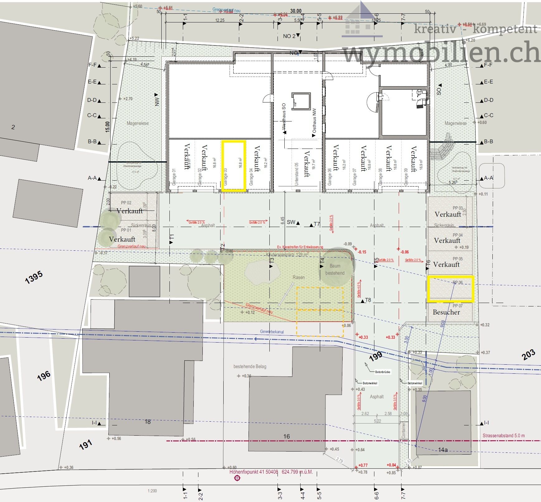 Noch frei: Garage 3 und Parkplatz 6