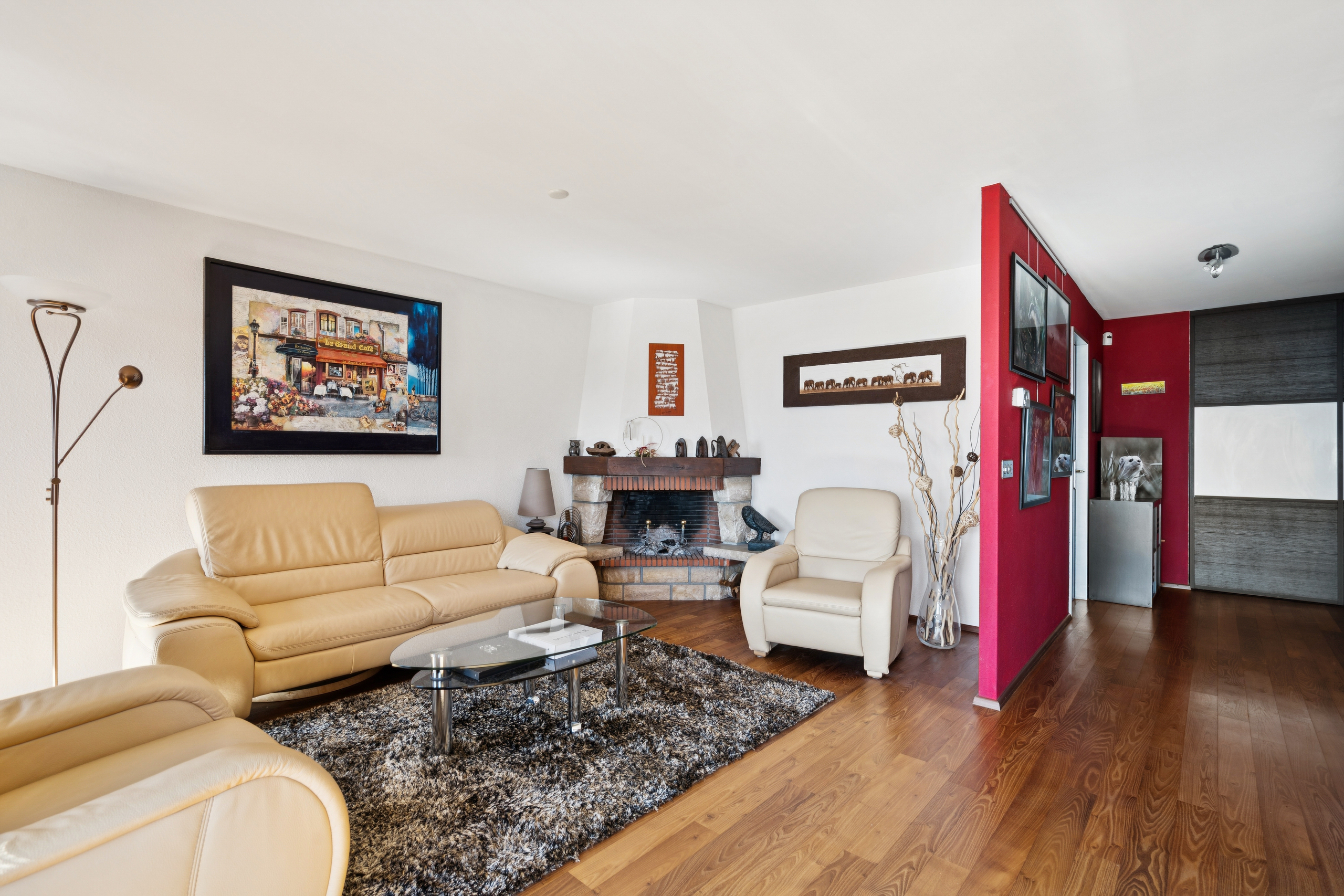 Living room with fireplace