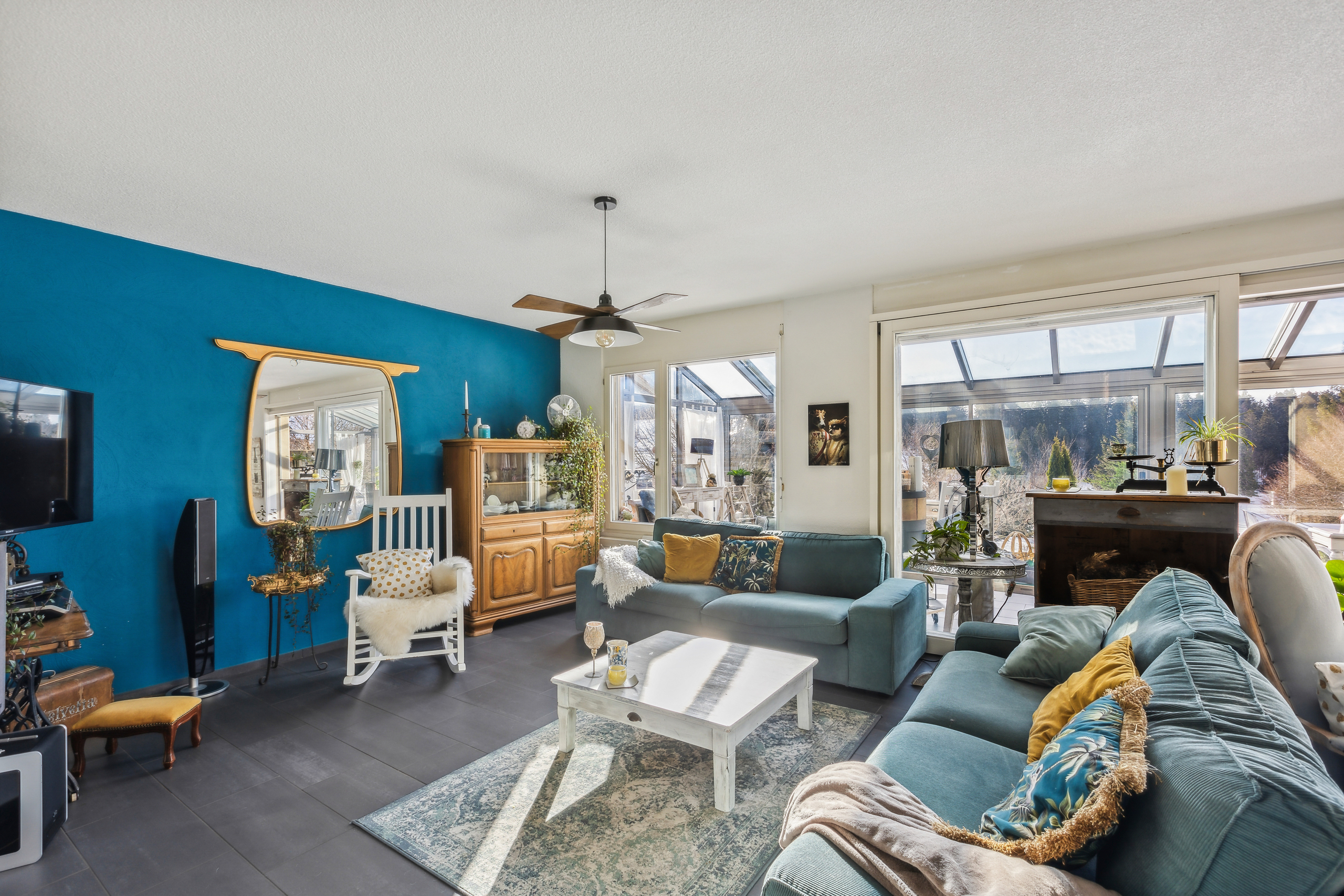 Wohnzimmer mit Schwedenofen