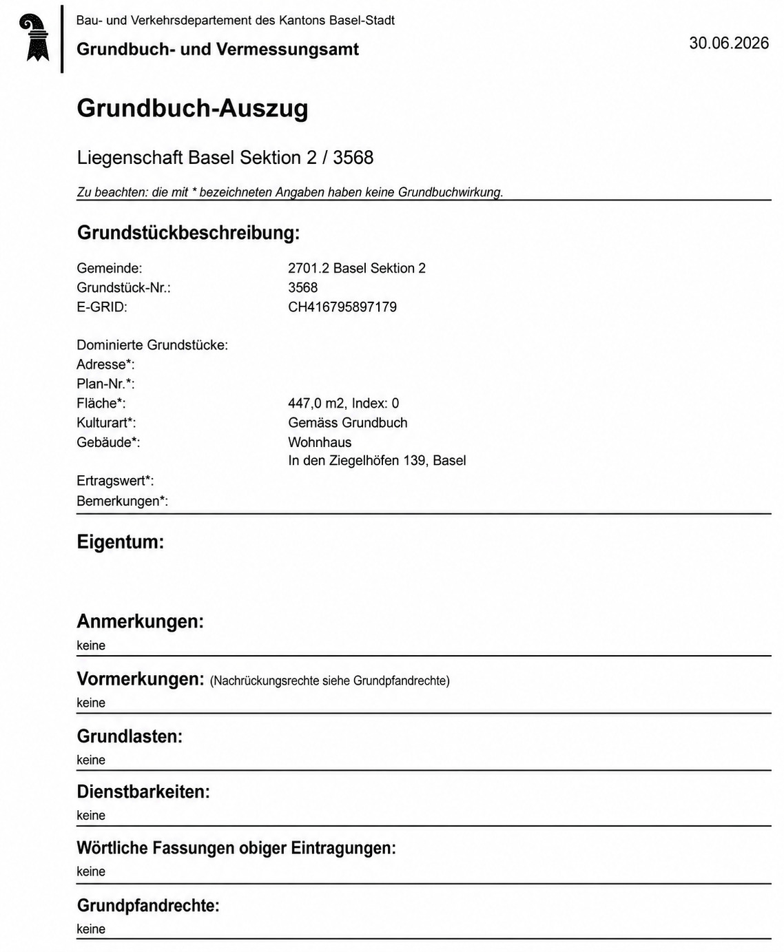 Grundbuchauszug