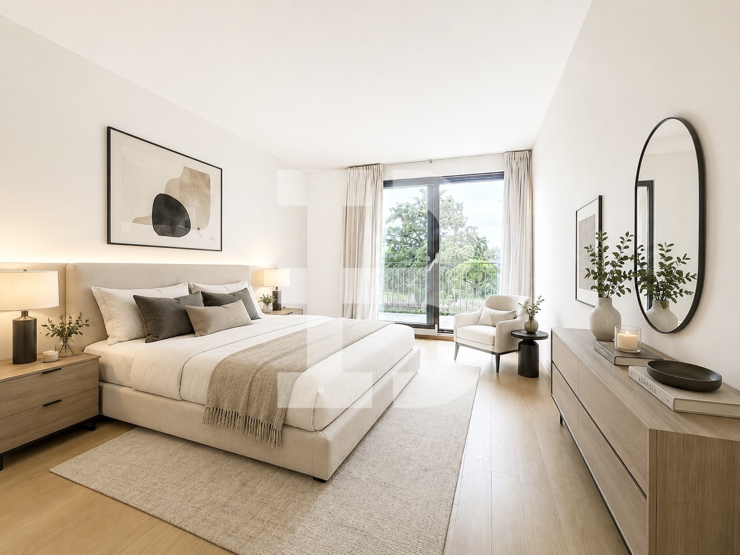 Une des deux suites avec salle de bains et dressing attenants
