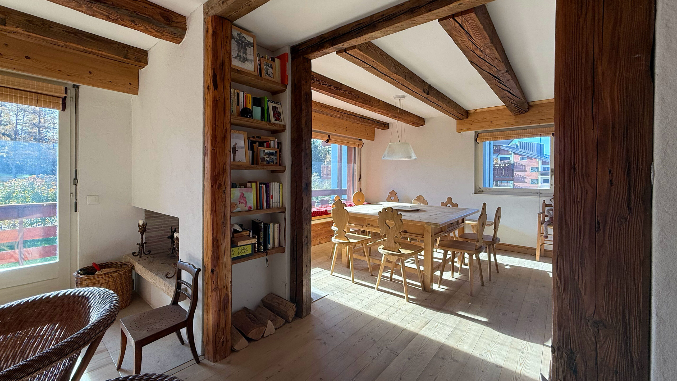 View from the living room into the dining room