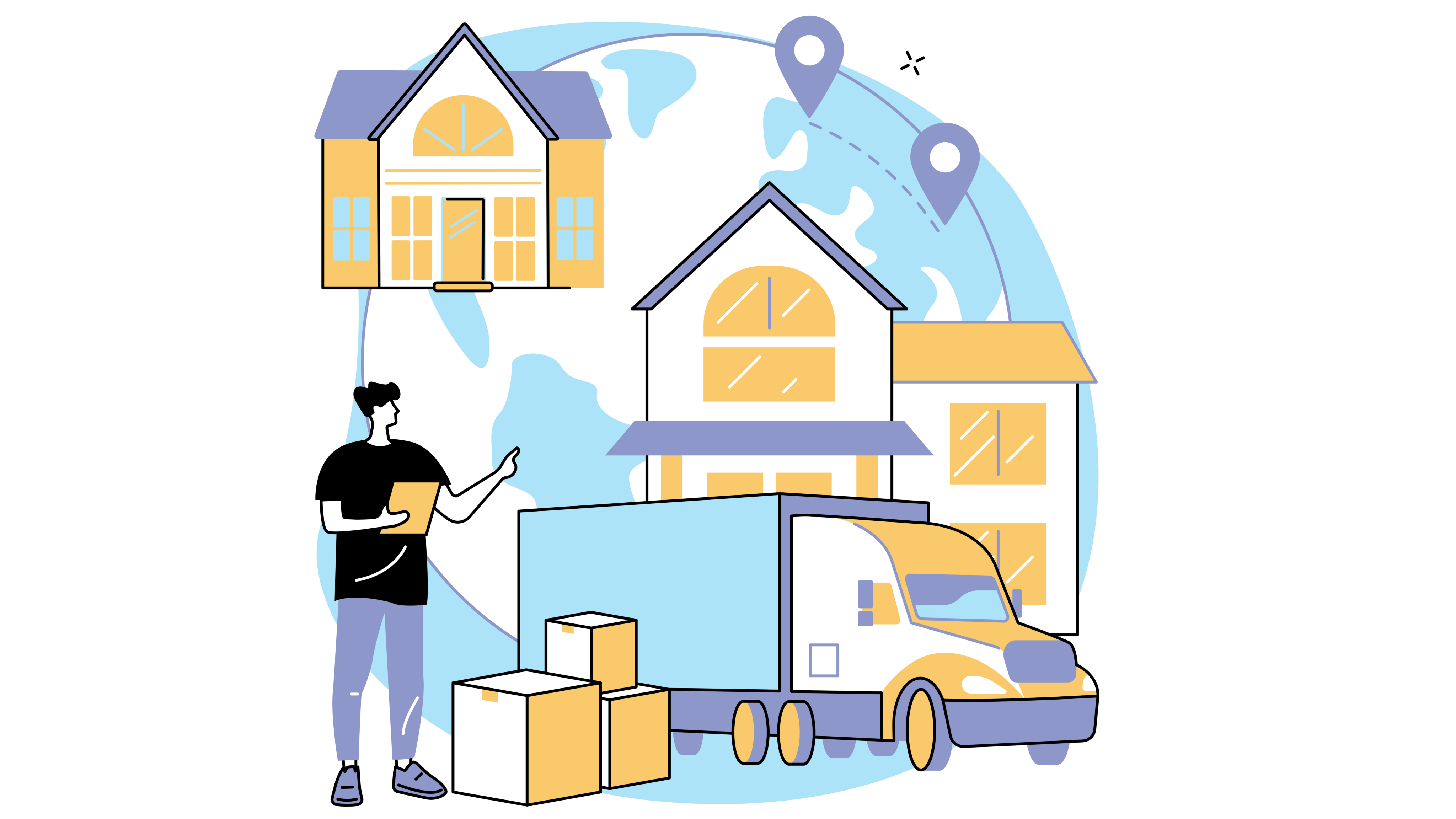 Simple removal with the services of our partner MOVU A man consults his notebook in front of boxes and a removal van, ready to book his service provider via MOVU for a stress-free move