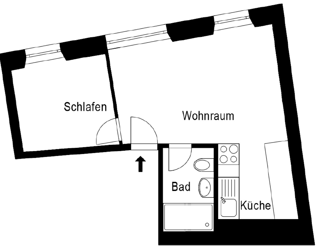 Grundriss 2.5 Zimmer Wohnung 1.OG