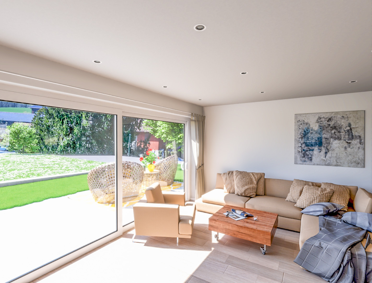 Le séjour accède directement aux extérieurs