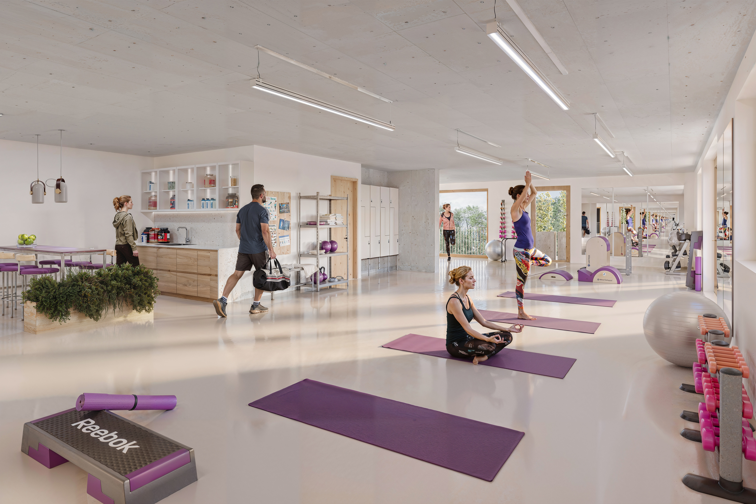 Vue du lot 2.3 - proposition salle de yoga / pilates / sport Vue du lot 2.3 - proposition salle de yoga / pilates / sport