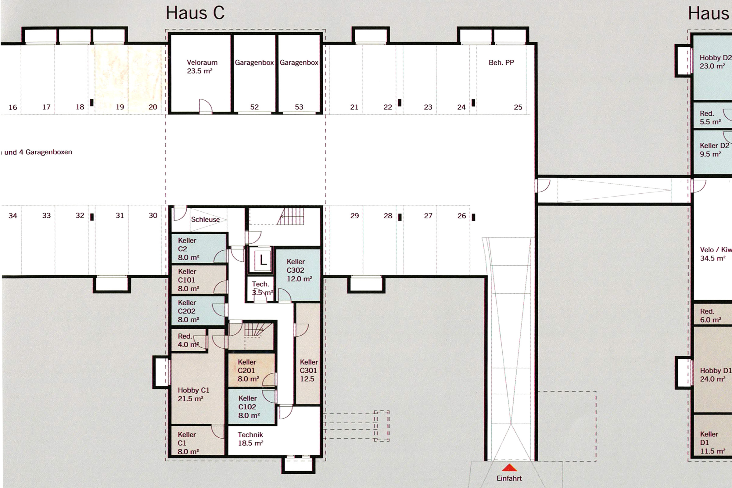 Untergeschoss mit Kellerabteil und 2 GPs