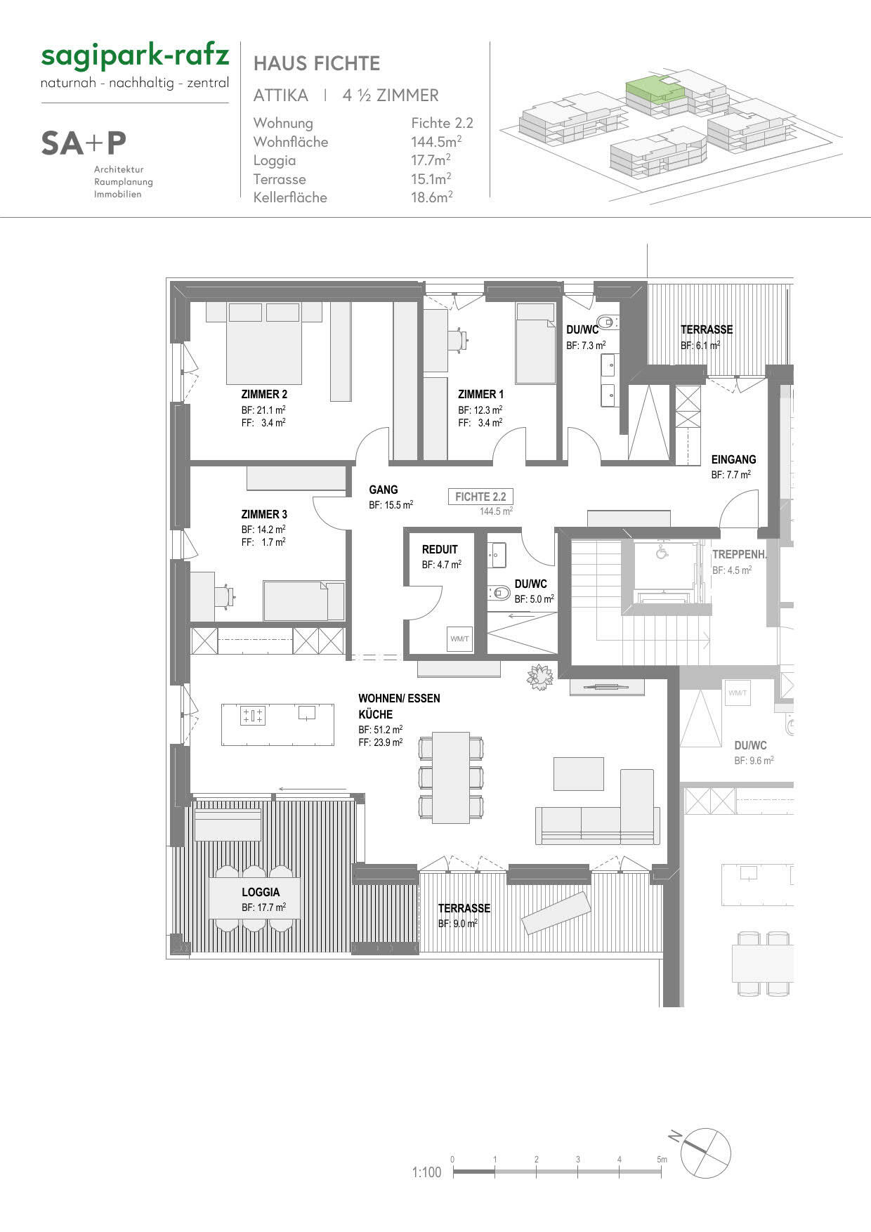 4.5-Zimmer Attika-Whg. 2.2 Haus Fichte