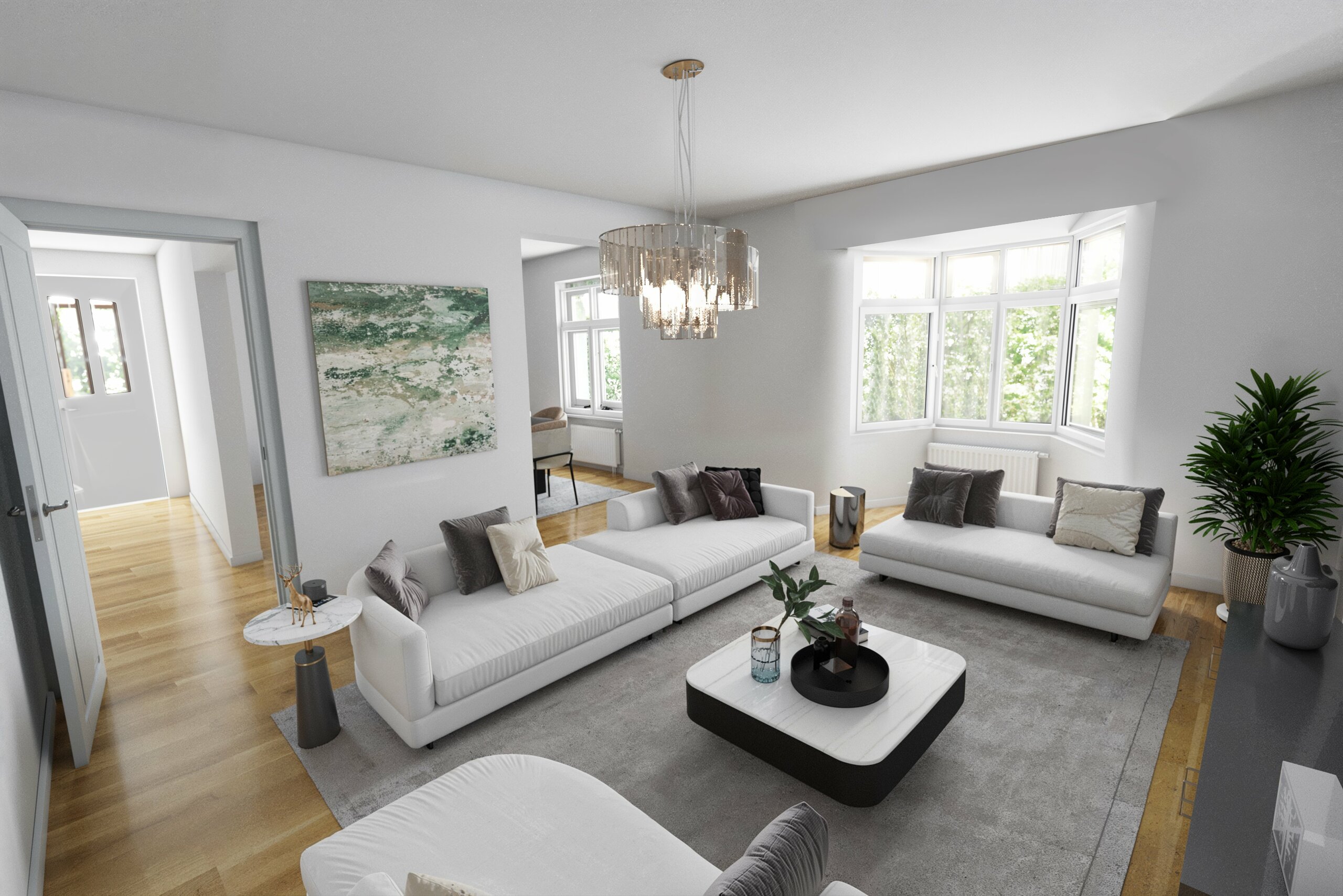 Einrichtungsbeispiel Wohnbereich nach der Sanierung