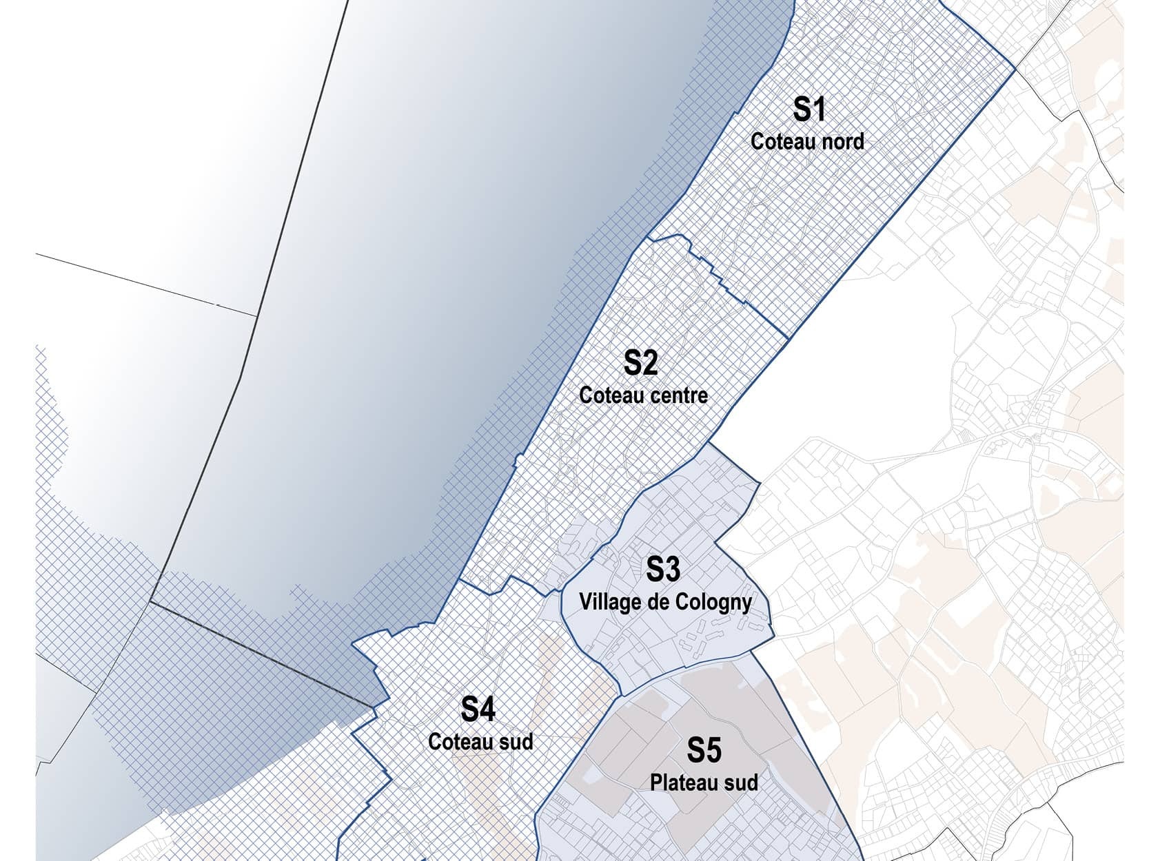 Les différentes zones définies par le Plan directeur communal de Cologny