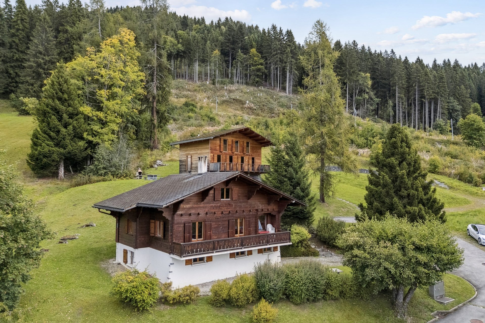 Vue des deux chalets 