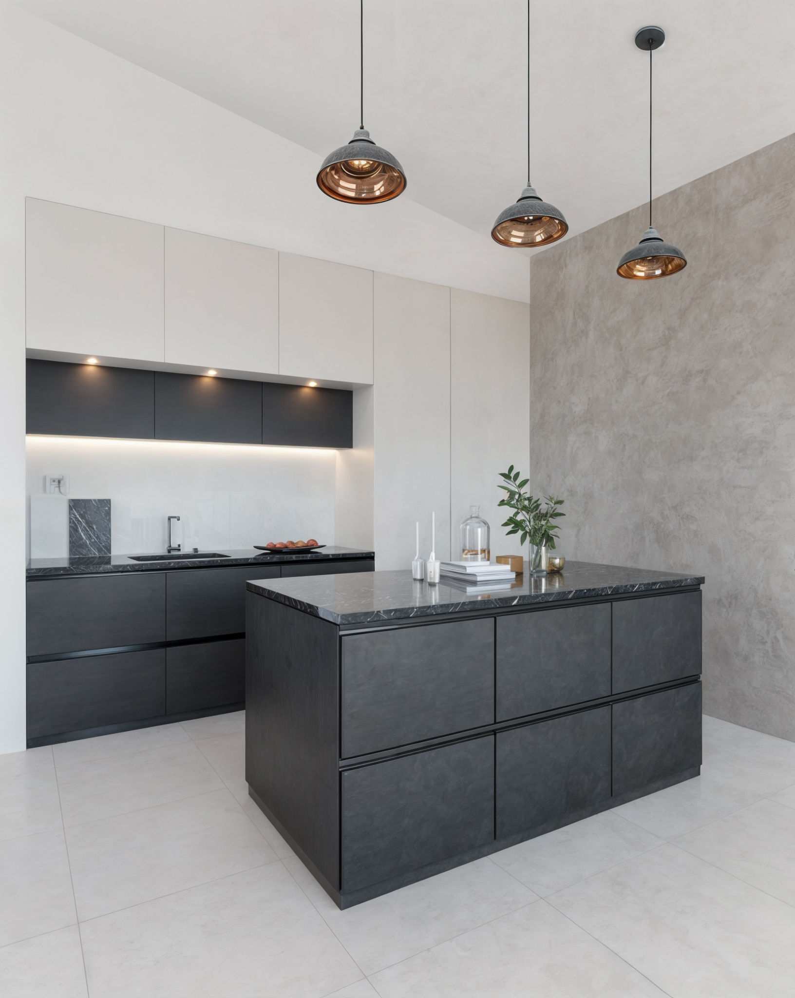 Une cuisine moderne avec un îlot central Une cuisine moderne avec un îlot central