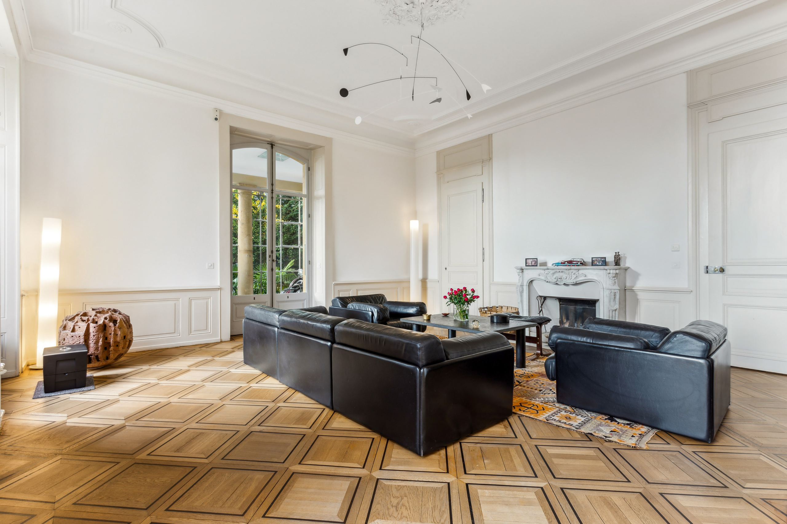 Living room with fireplace and wood-burning stove Living room with fireplace and wood-burning stove