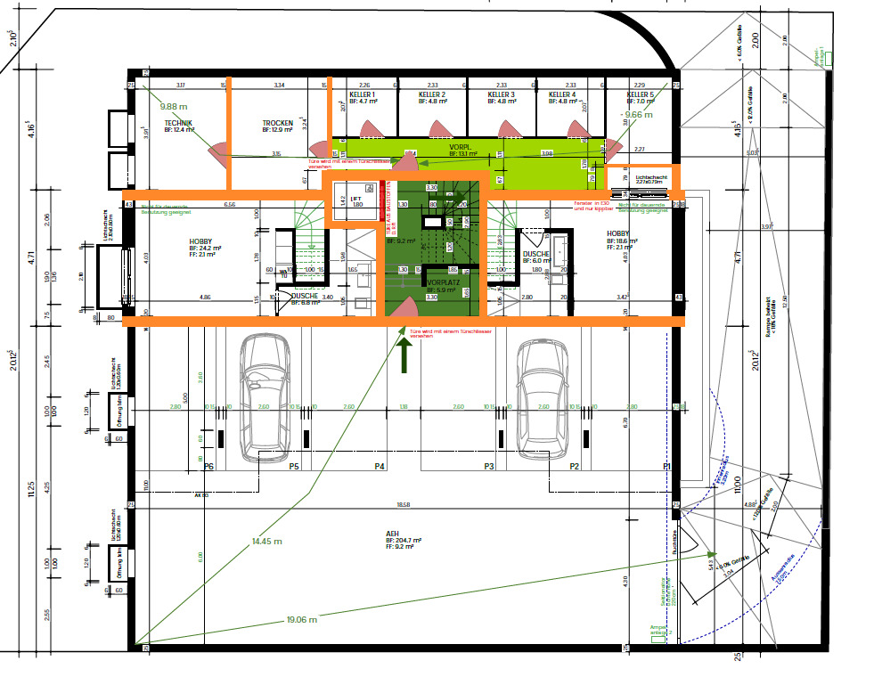 Grundriss Einstellhallenplatz