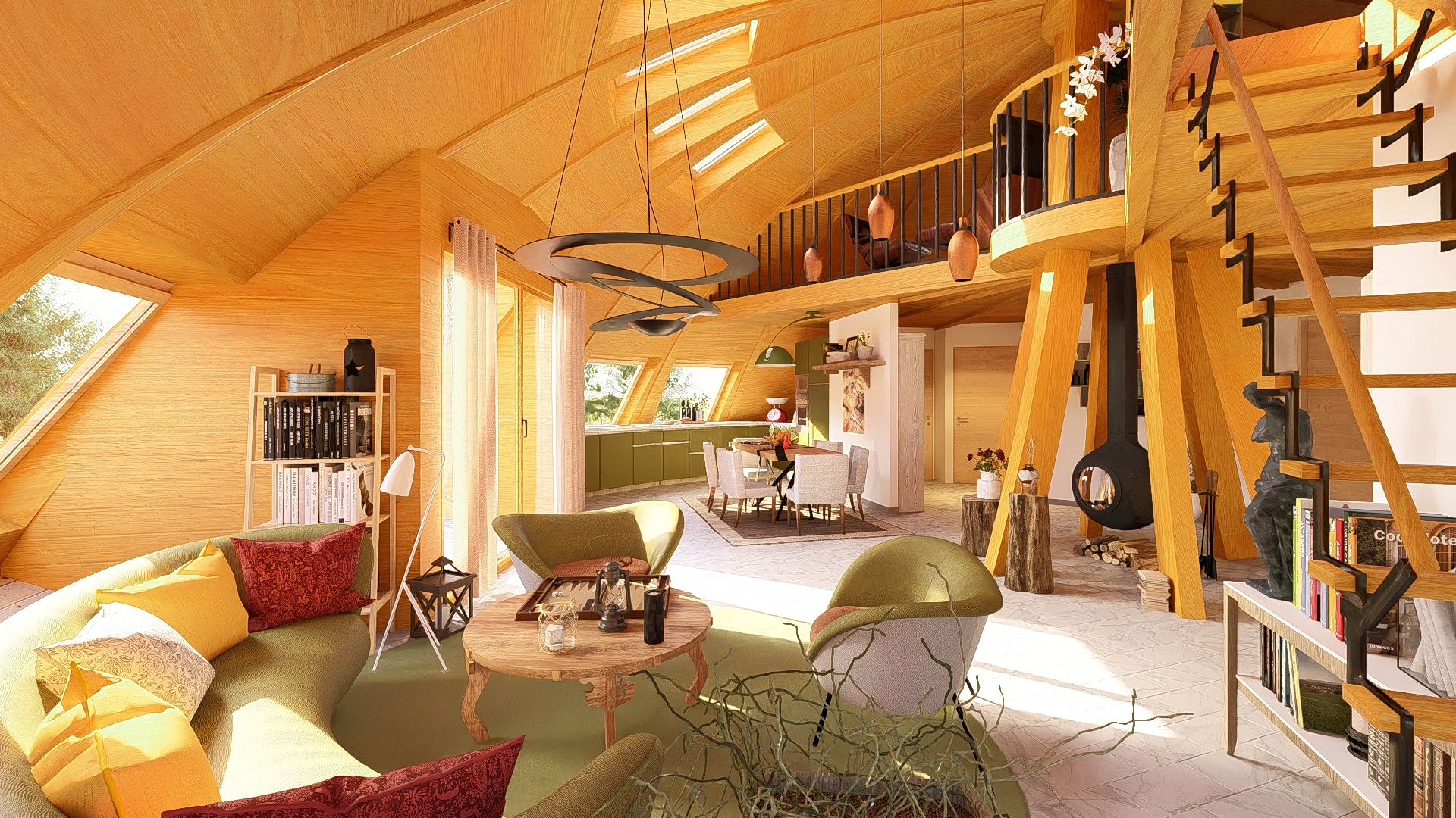 Projet immobilier à Villarimboud avec maisons et Domespace à vendre : l'intérieur d'un Domespace.