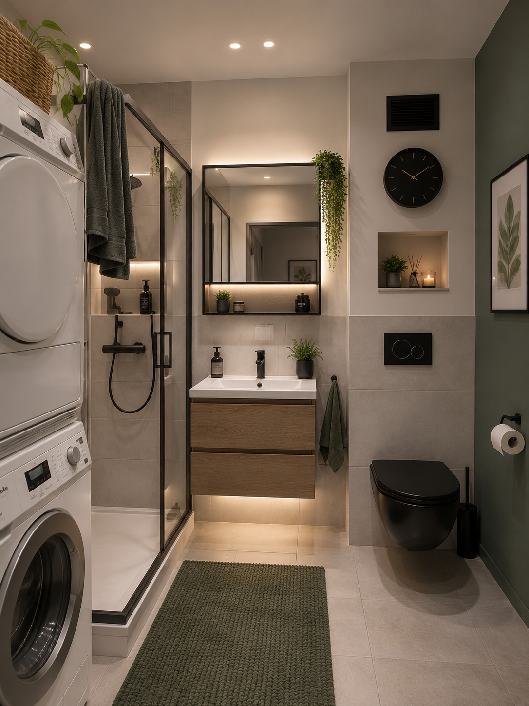 Visualisation d'une salle de bains avec douche et meuble-lavabo