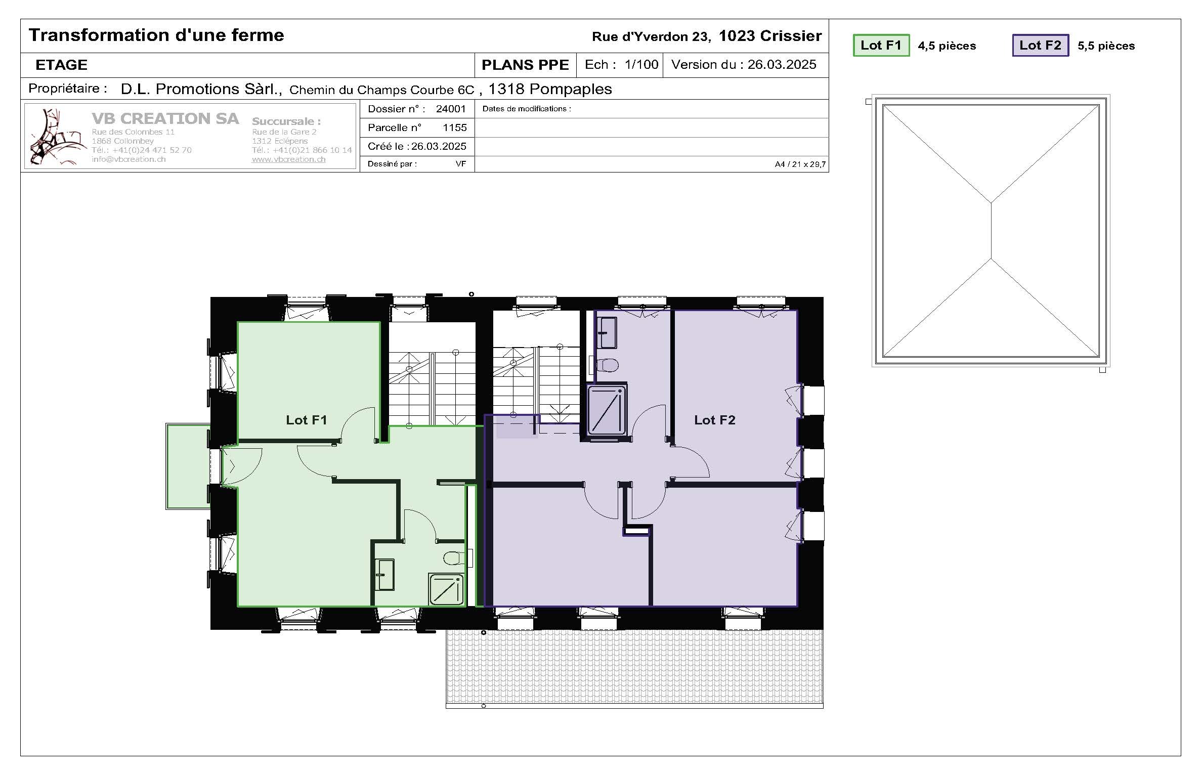 Crissier | Maison Jumelle F1 | Plan Etage
