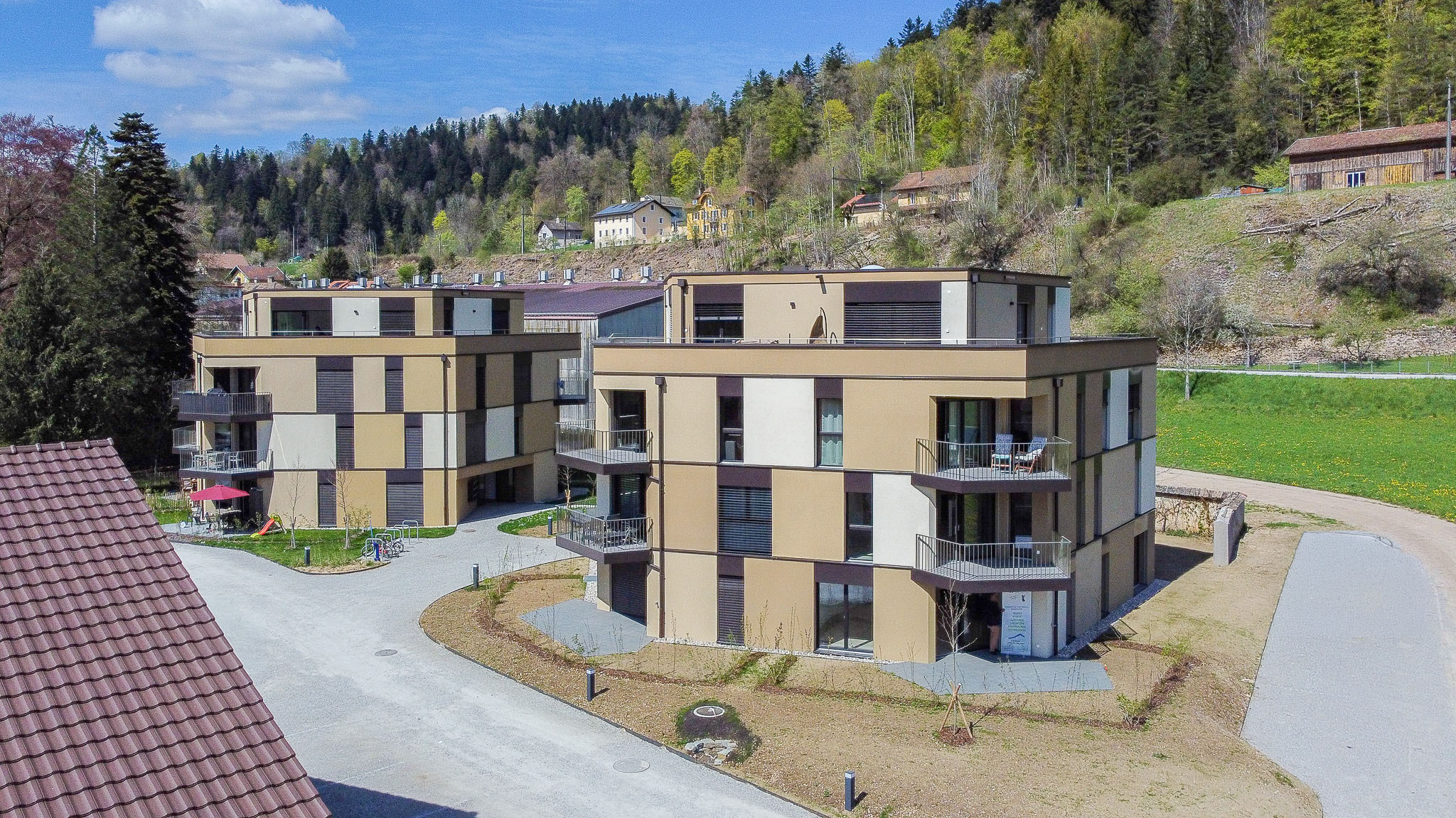Vue aérienne sur le bâtiment B   