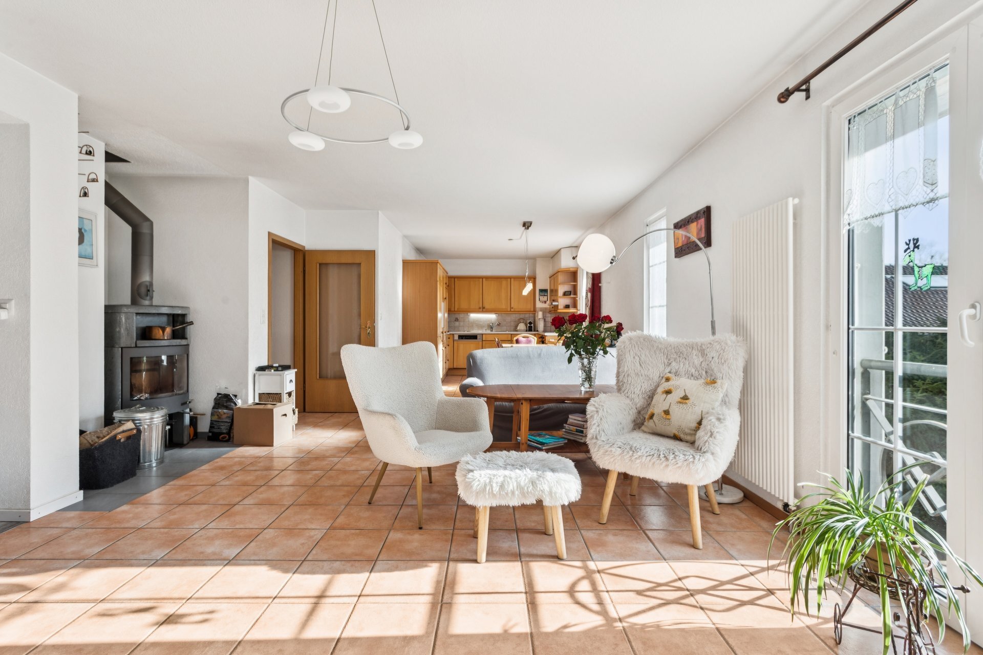 Salon avec poêle suédois