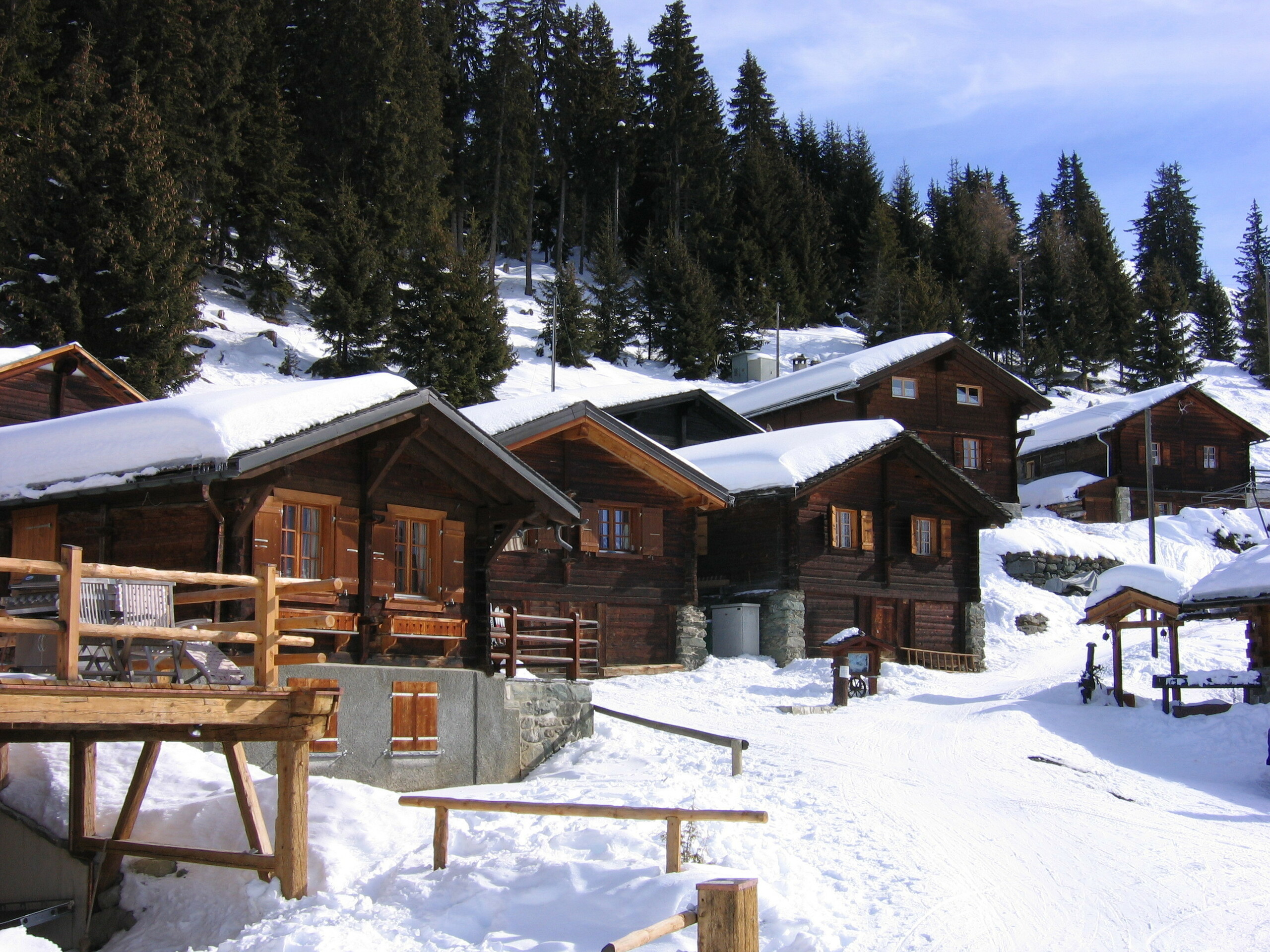 Chalets in Valais during winter