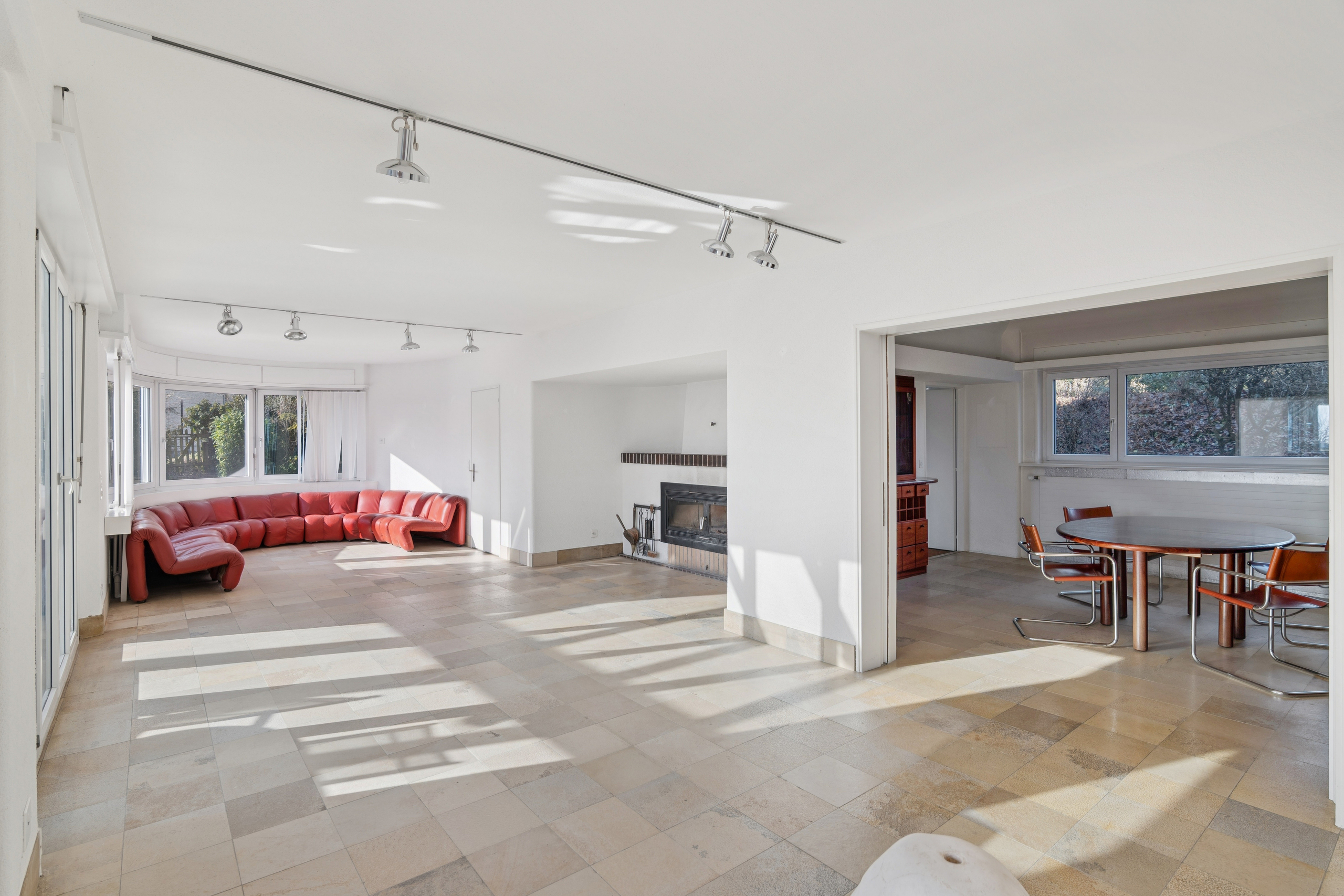 Spacious dining and living area