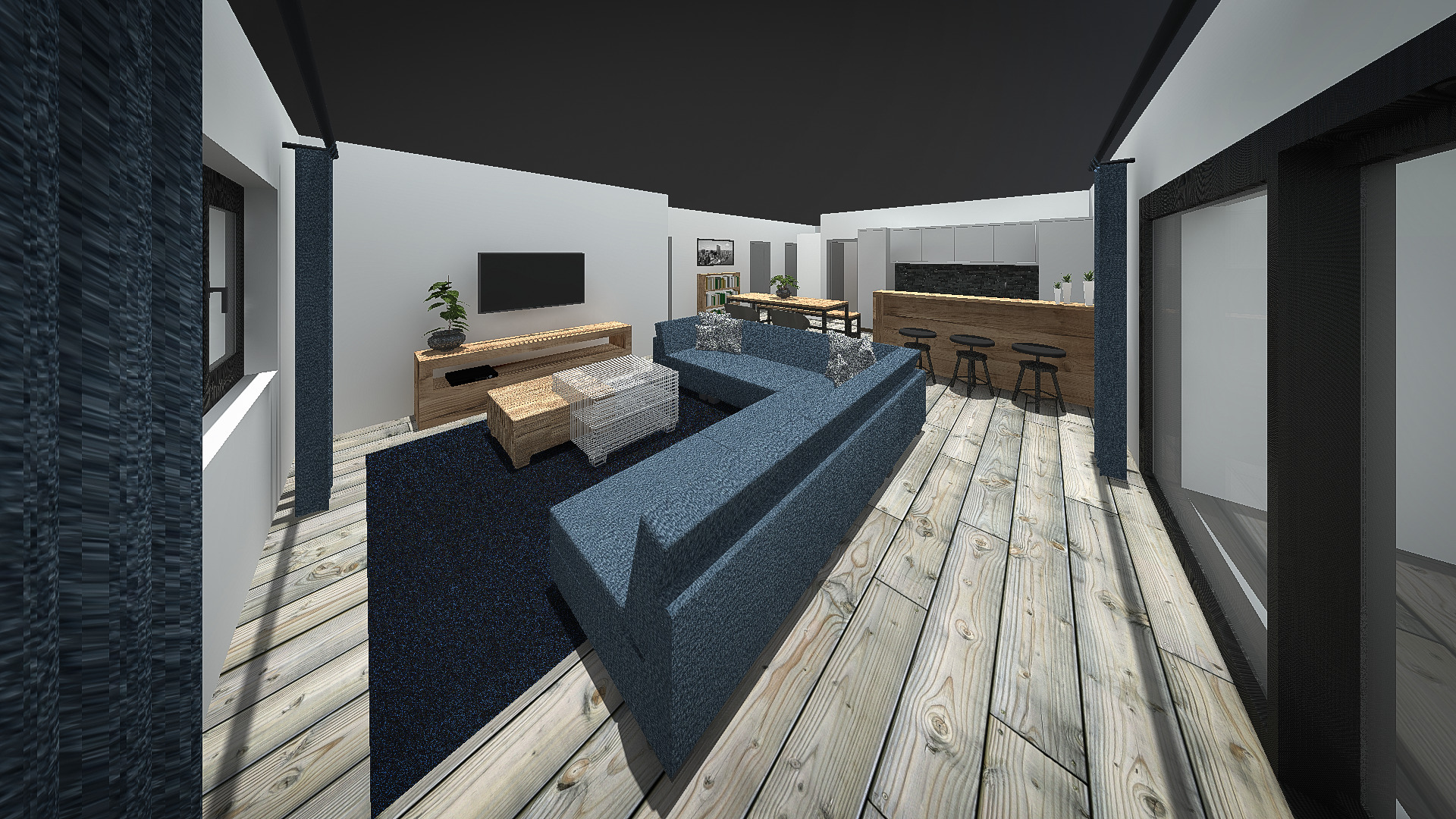 pièce à vivre avec grandes baies vitrées et accès terrasse et jardin