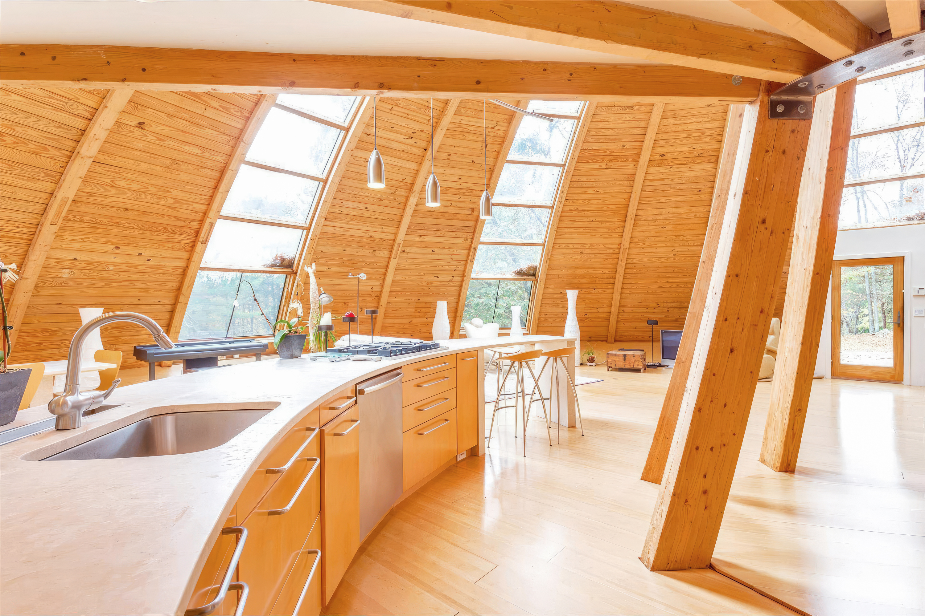 Domespace, la maison écologique qui limite les émissions de CO2 : la cuisine.