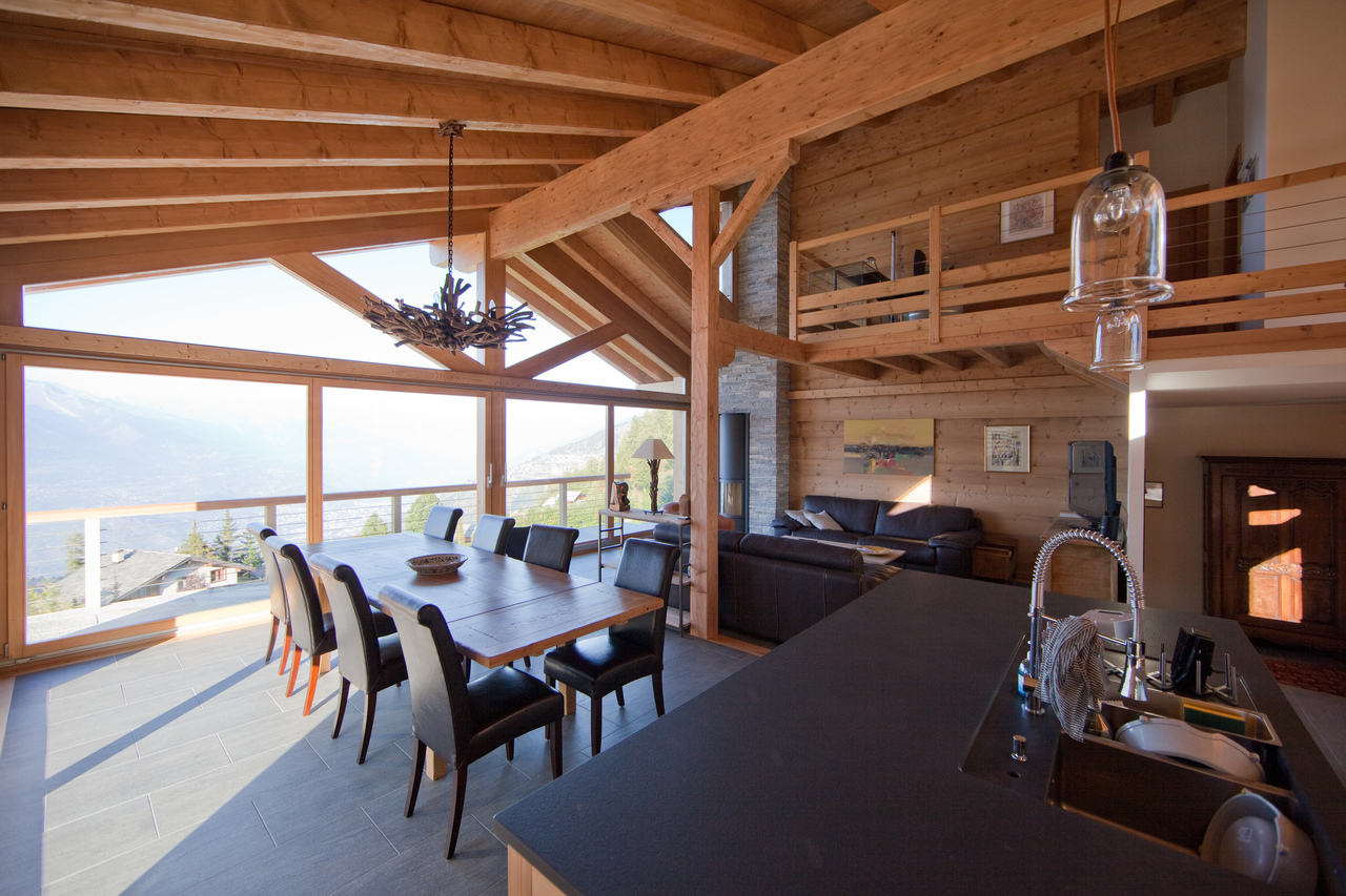 Chalet Super G Les Clèves Nendaz 4 Vallées Nendaz-Vente Immobilier - secondary residence - high standing - ski in and out - dining-room - bay windows
