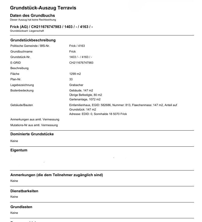 Grundbuchauszug