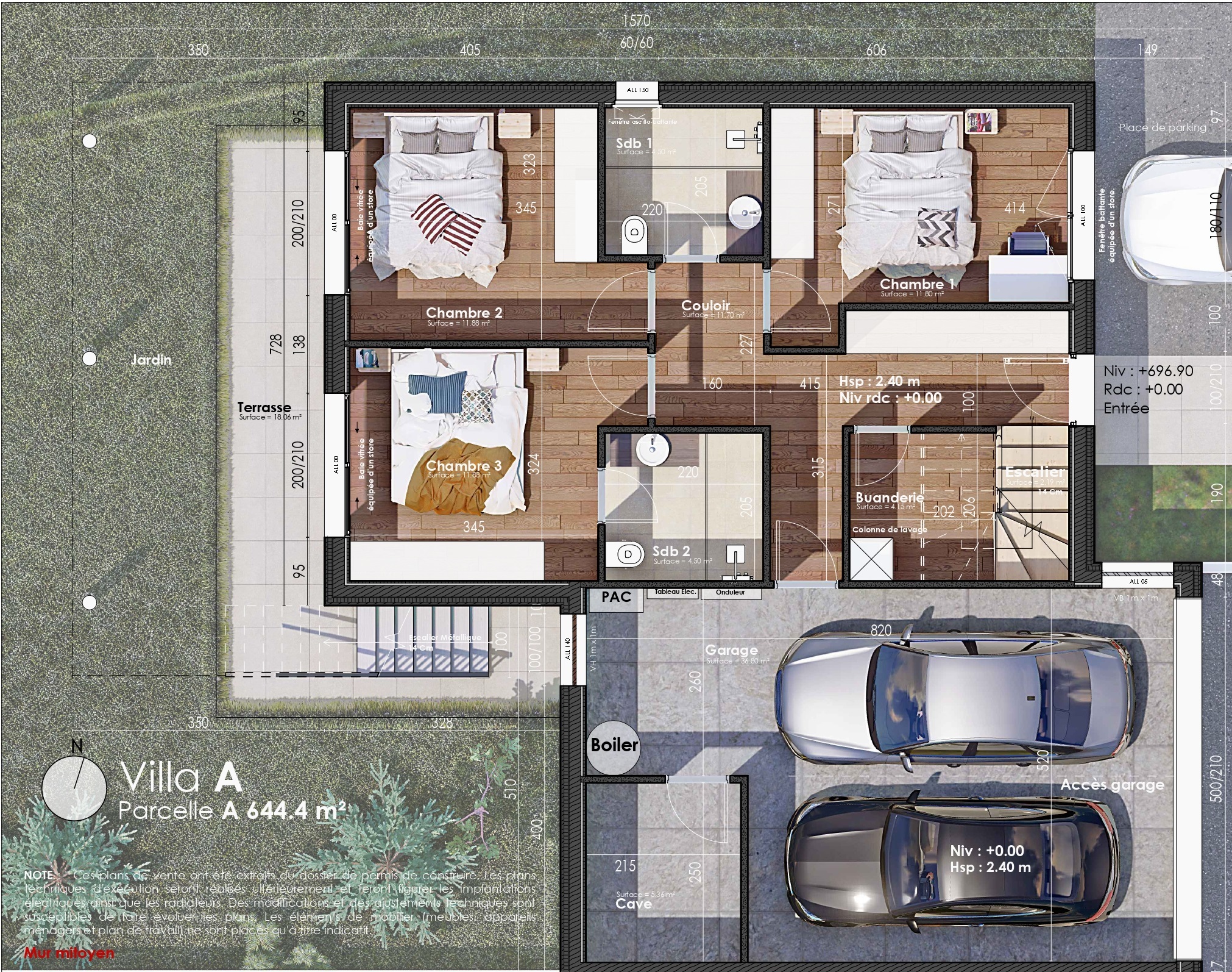Plan de la villa A - Rez