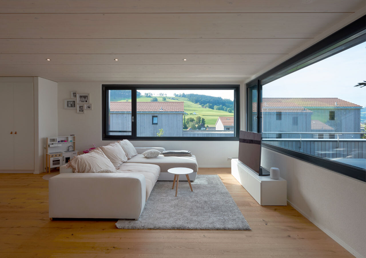 Villas familiales, En Beauregard, Treyvaux Création des villas familiales 51/2 pièces. Espaces extérieurs privatisés, garage individuel pour deux voitures.