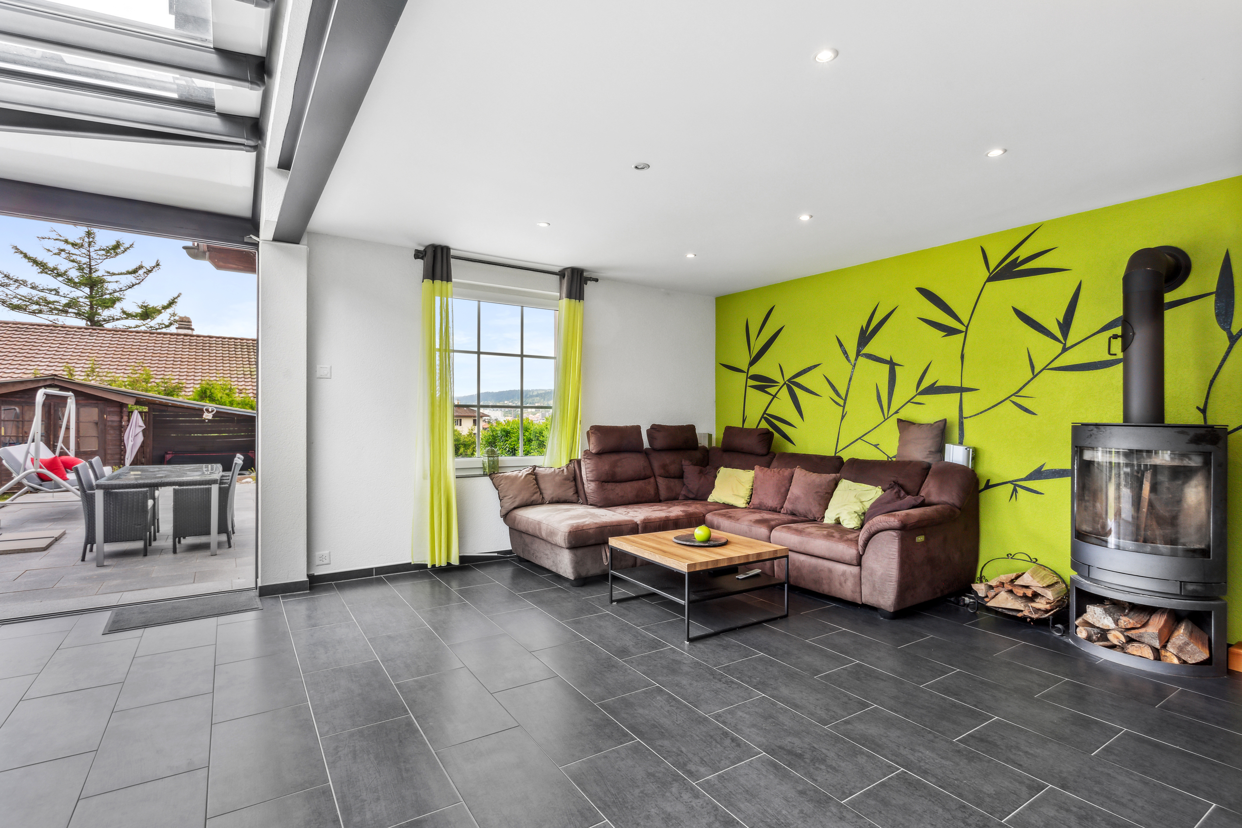 Wohnzimmer mit Schwedenofen