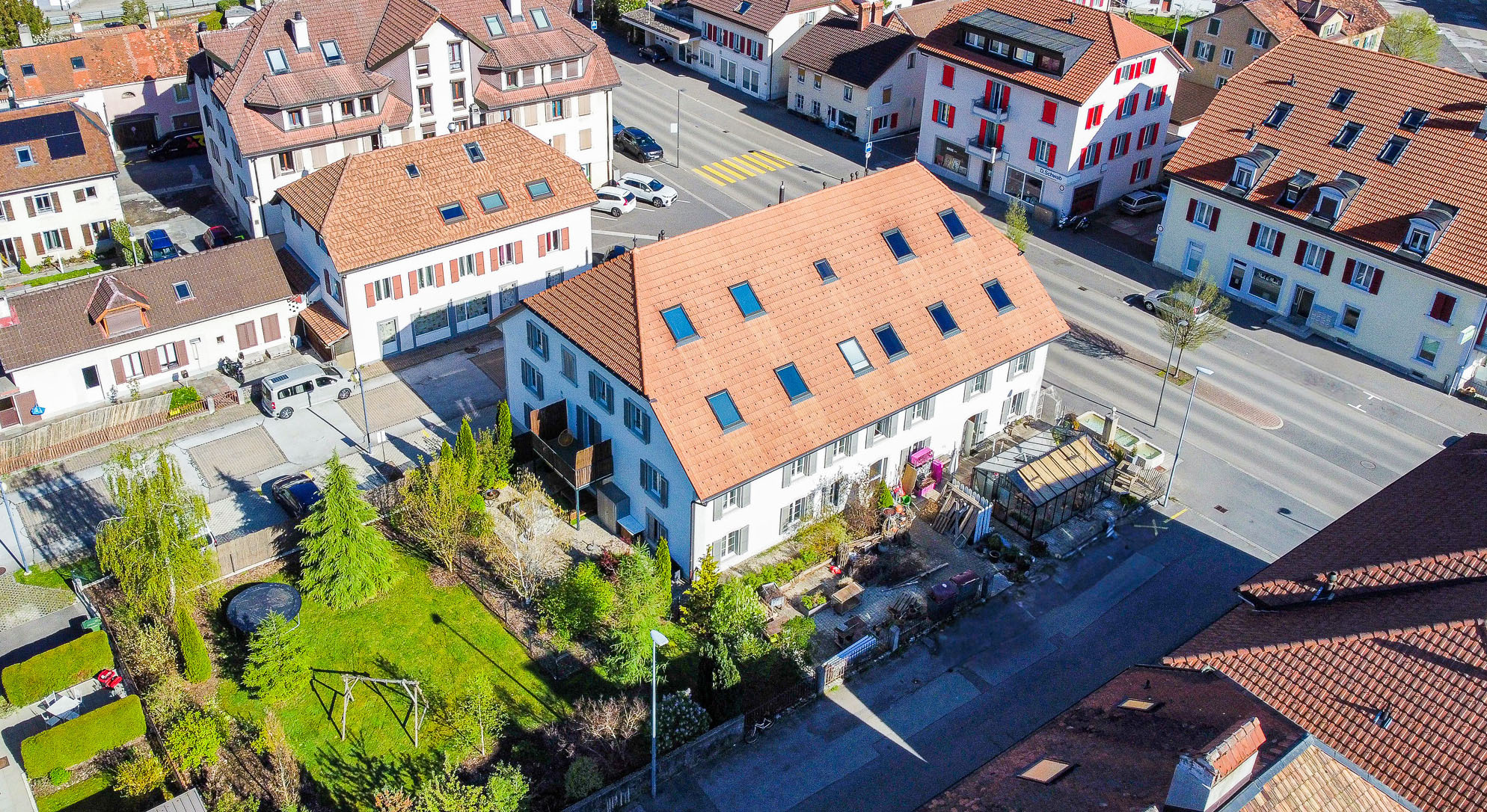 Vue aérienne sur le bâtiment