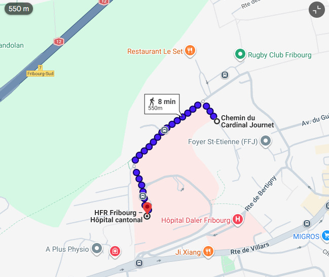 Trajet vers HFR à pied
