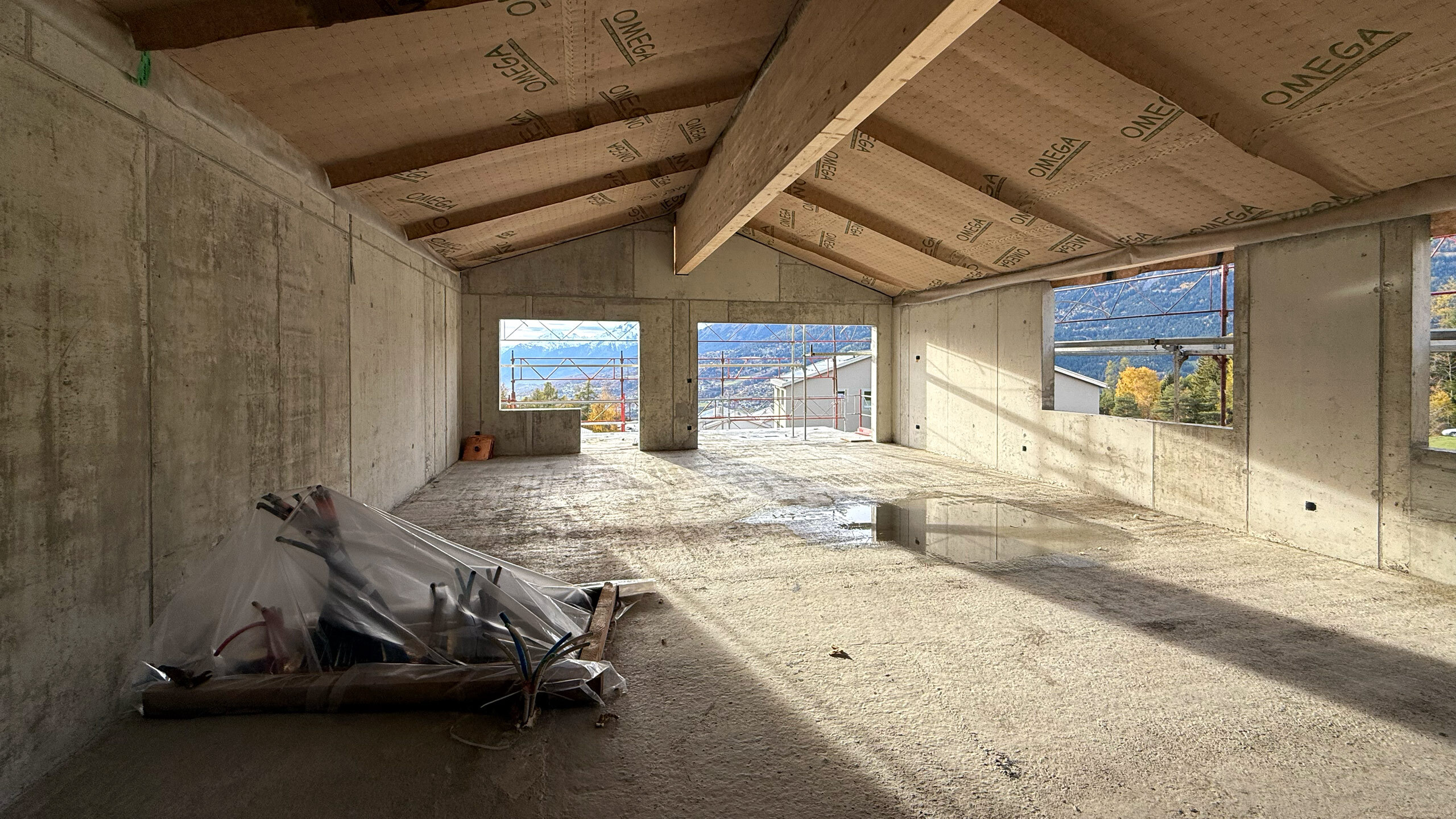 Living room and kitchen under the roof