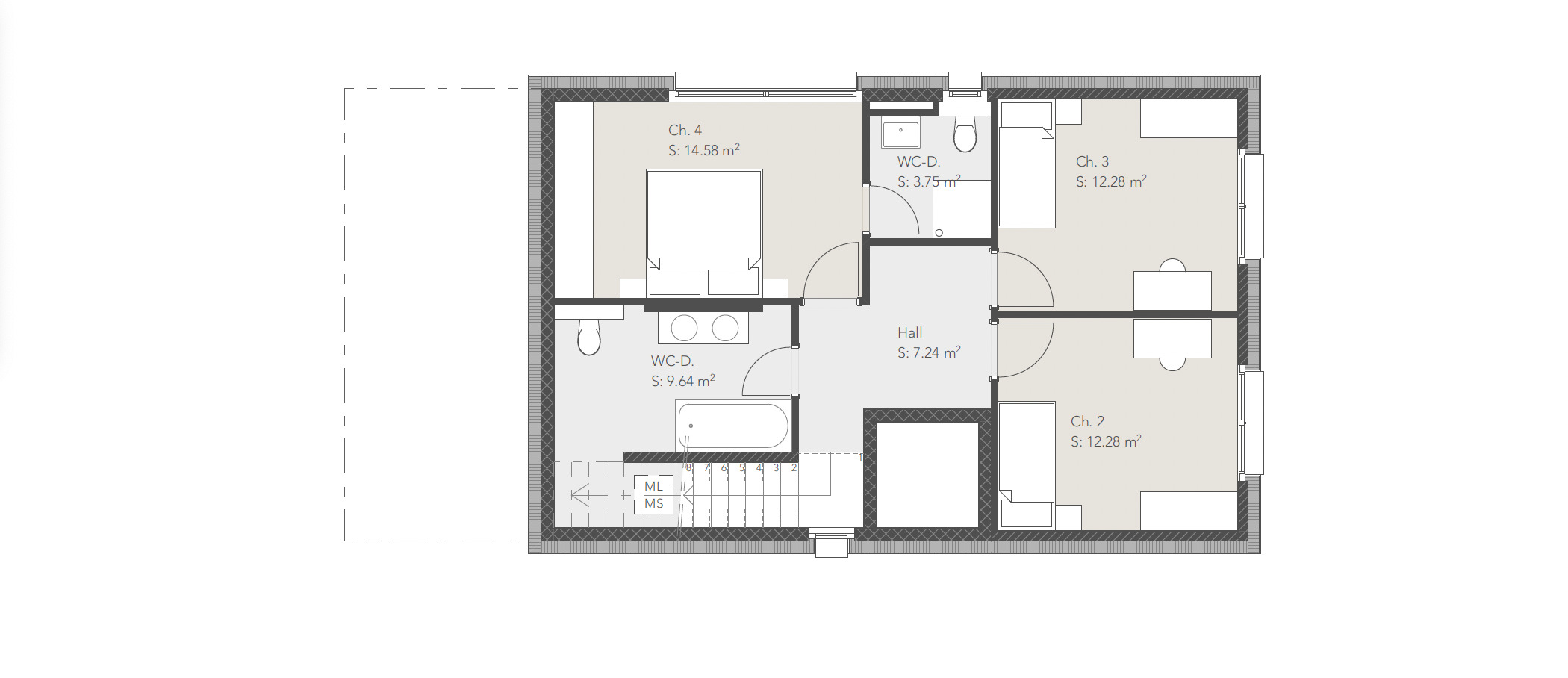 Chambre à coucher 2ème étage 