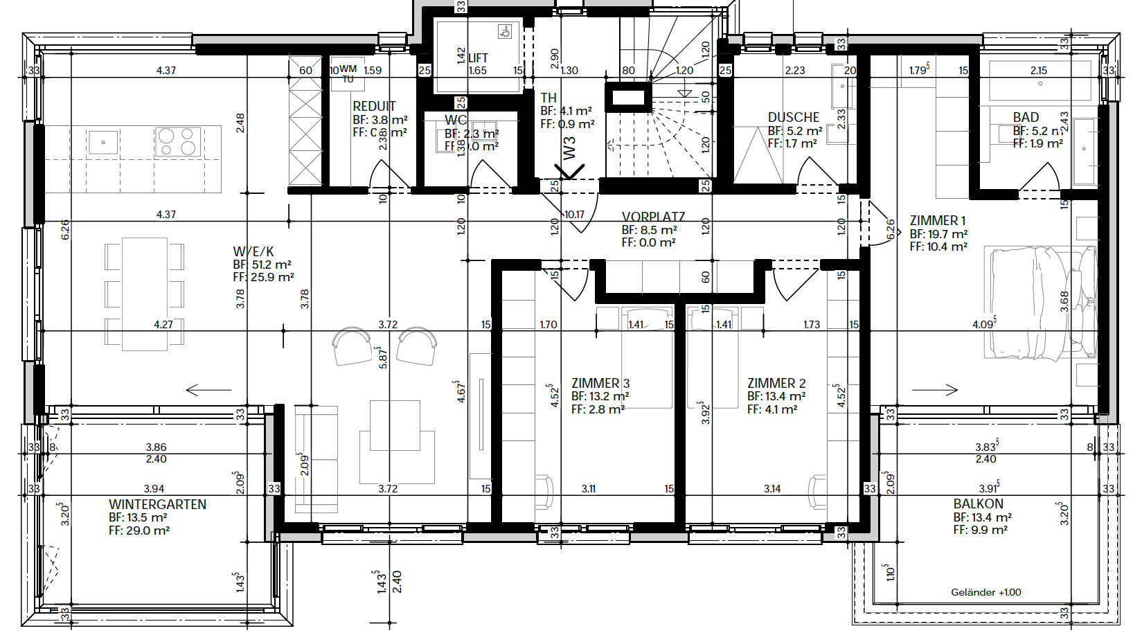 Grundriss Etagenwohnung W3