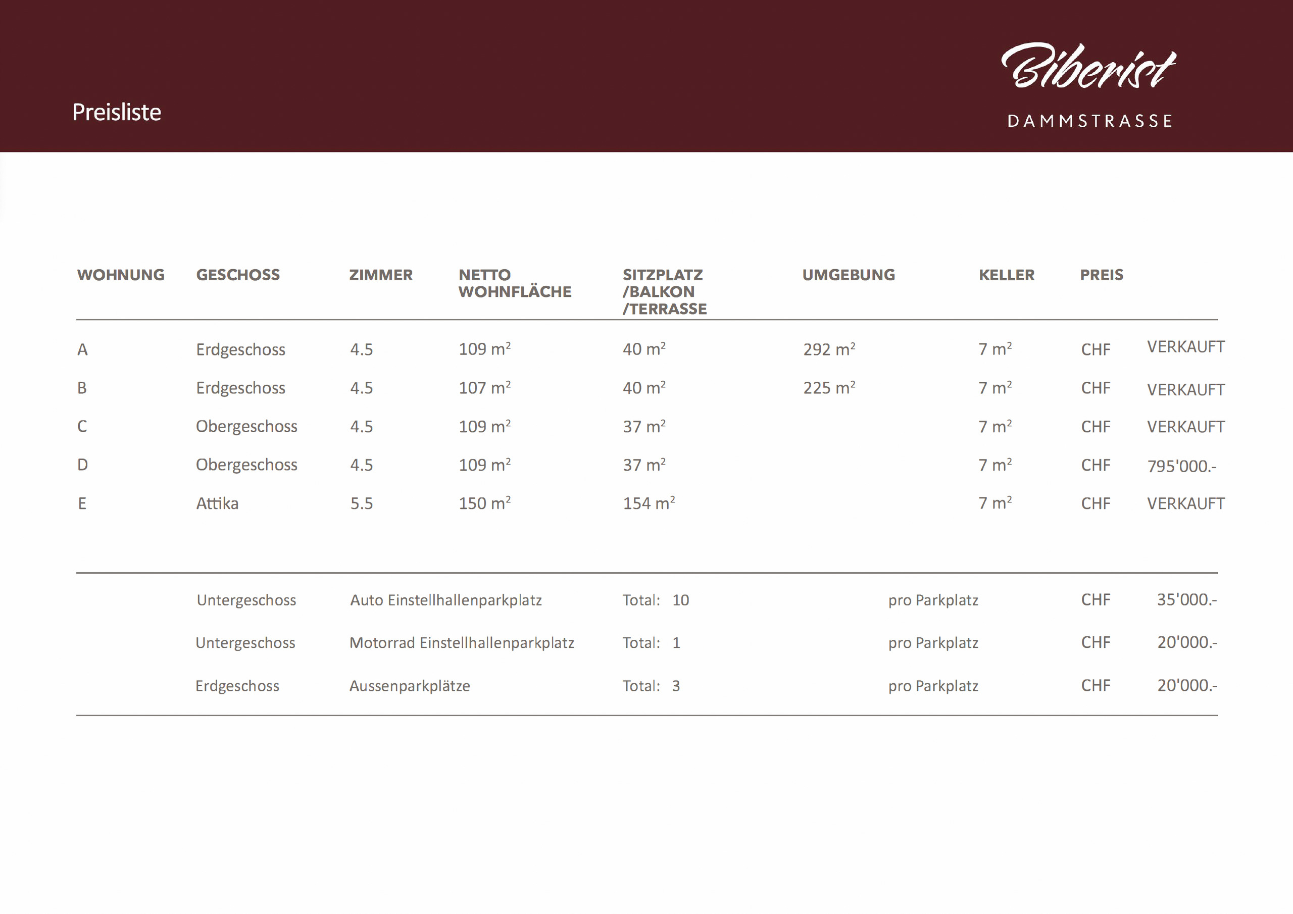 Preisliste 