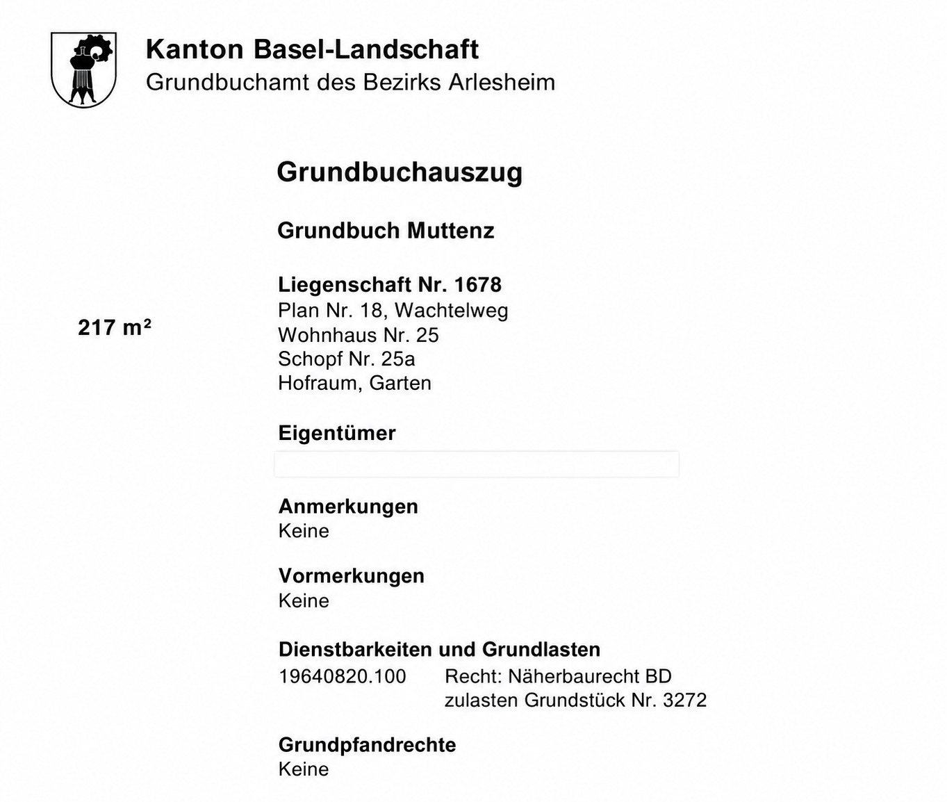 Grundbuchauszug