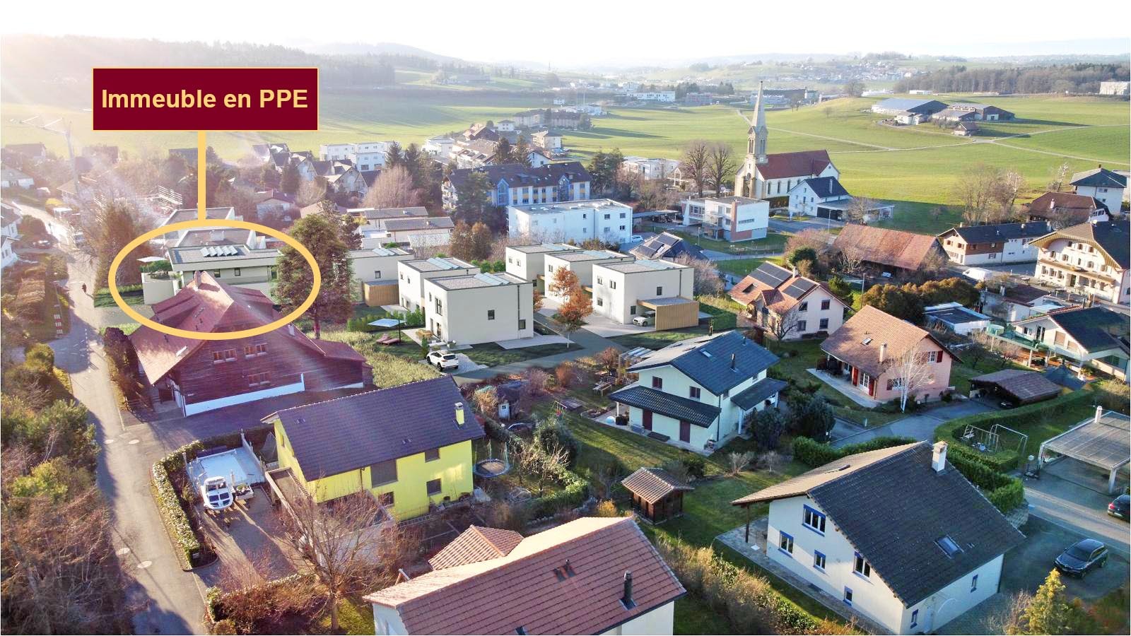 Neubau von 6 Einfamilienhäuser und Wohnblock in StWE in Rossens, Kanton Freiburg - Verkauf durch CNC IMMOBILIER SA 026 422 32 32